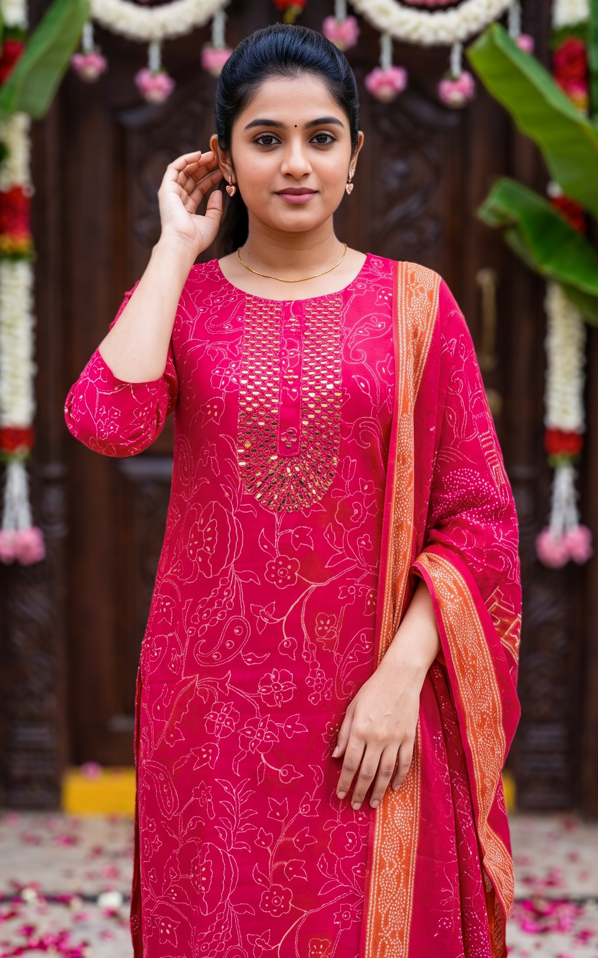 Sanjavi Reddish Pink (Kurti+Pant+Dupatta)