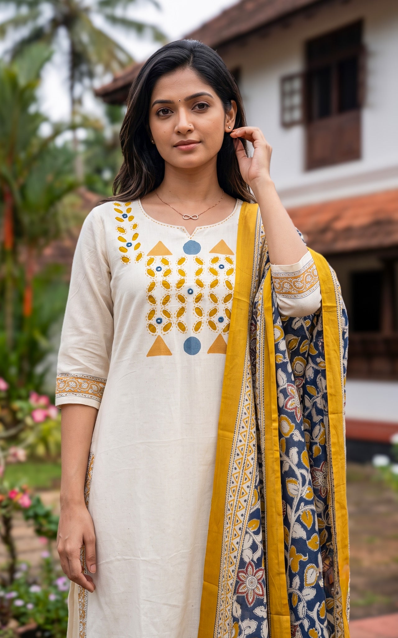 Porselvi Handblock (Kurti+Pant+Dupatta)