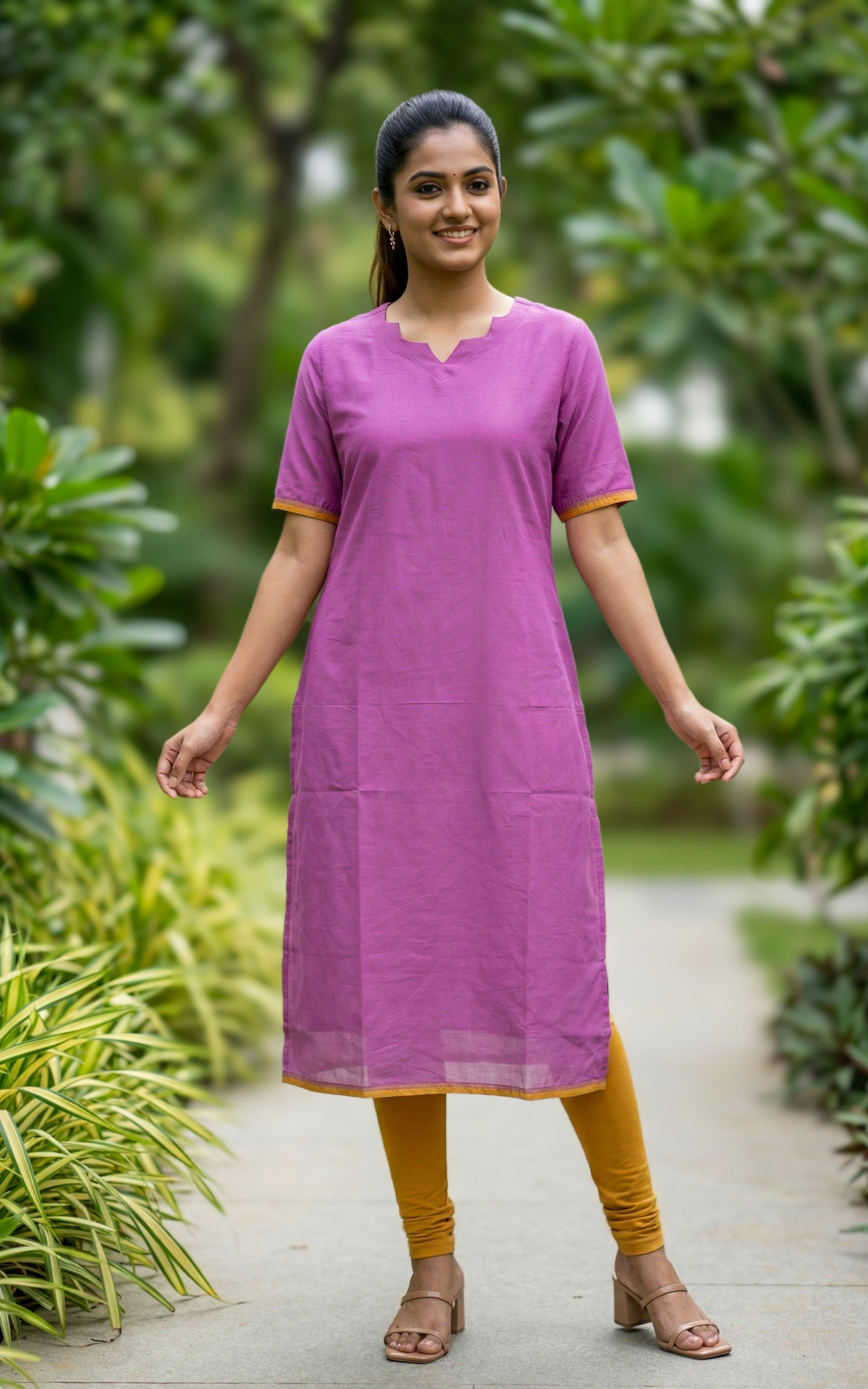 Ethnic Pink Silk Cotton Kurti for Women
