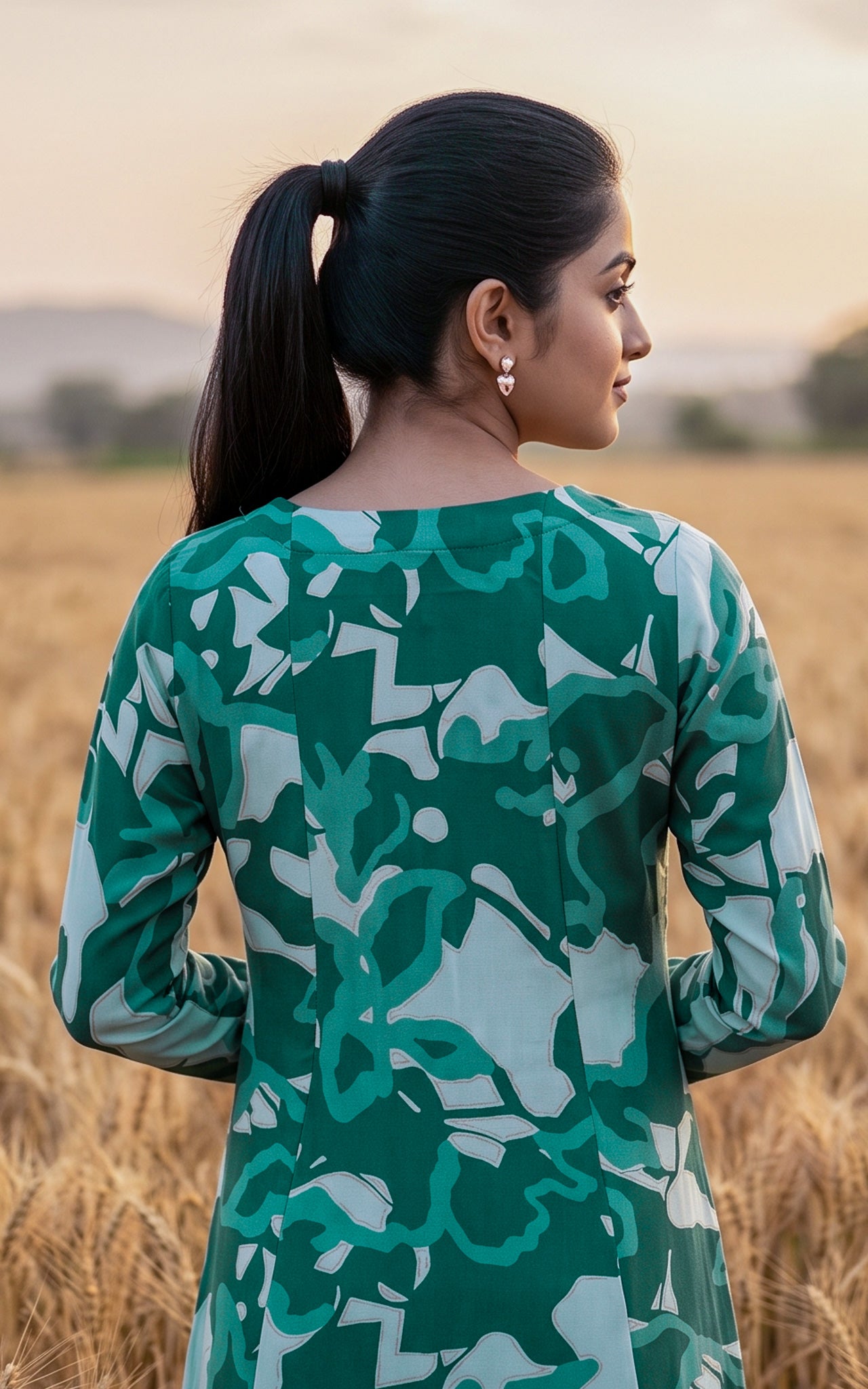 Green South Cotton Elegant Kurti Set for Women