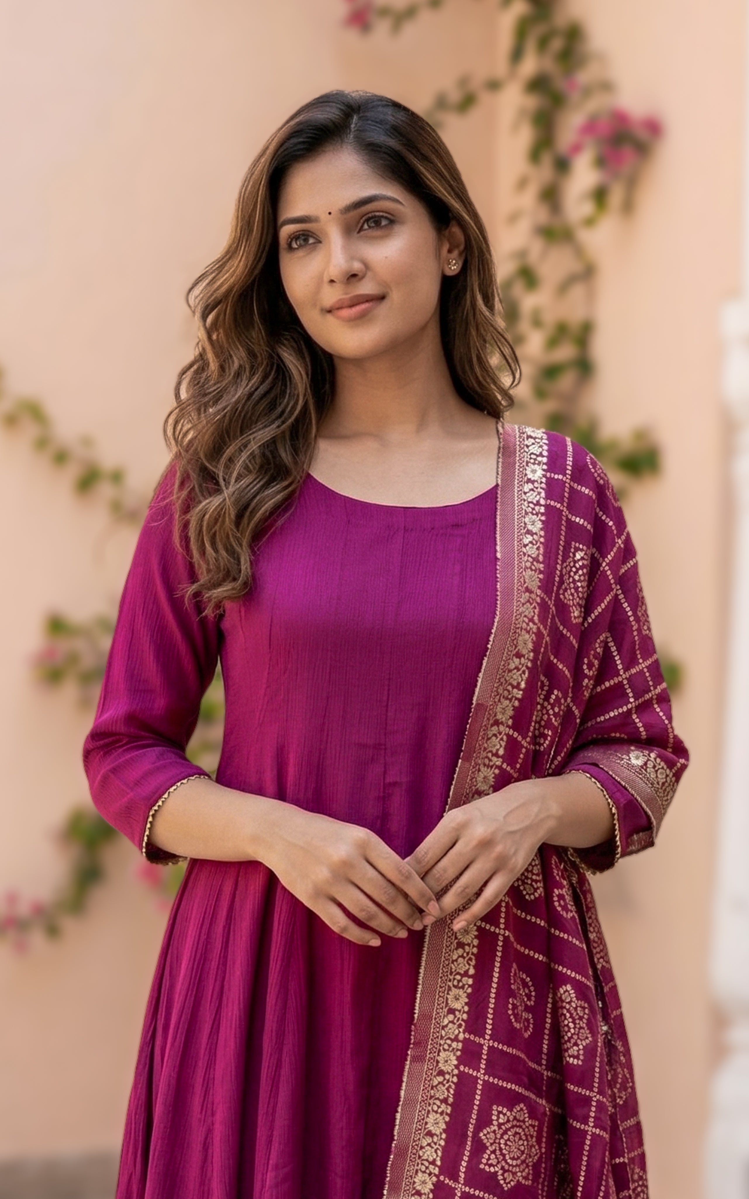 Sreelakha Plum (Kurti+Dupatta)