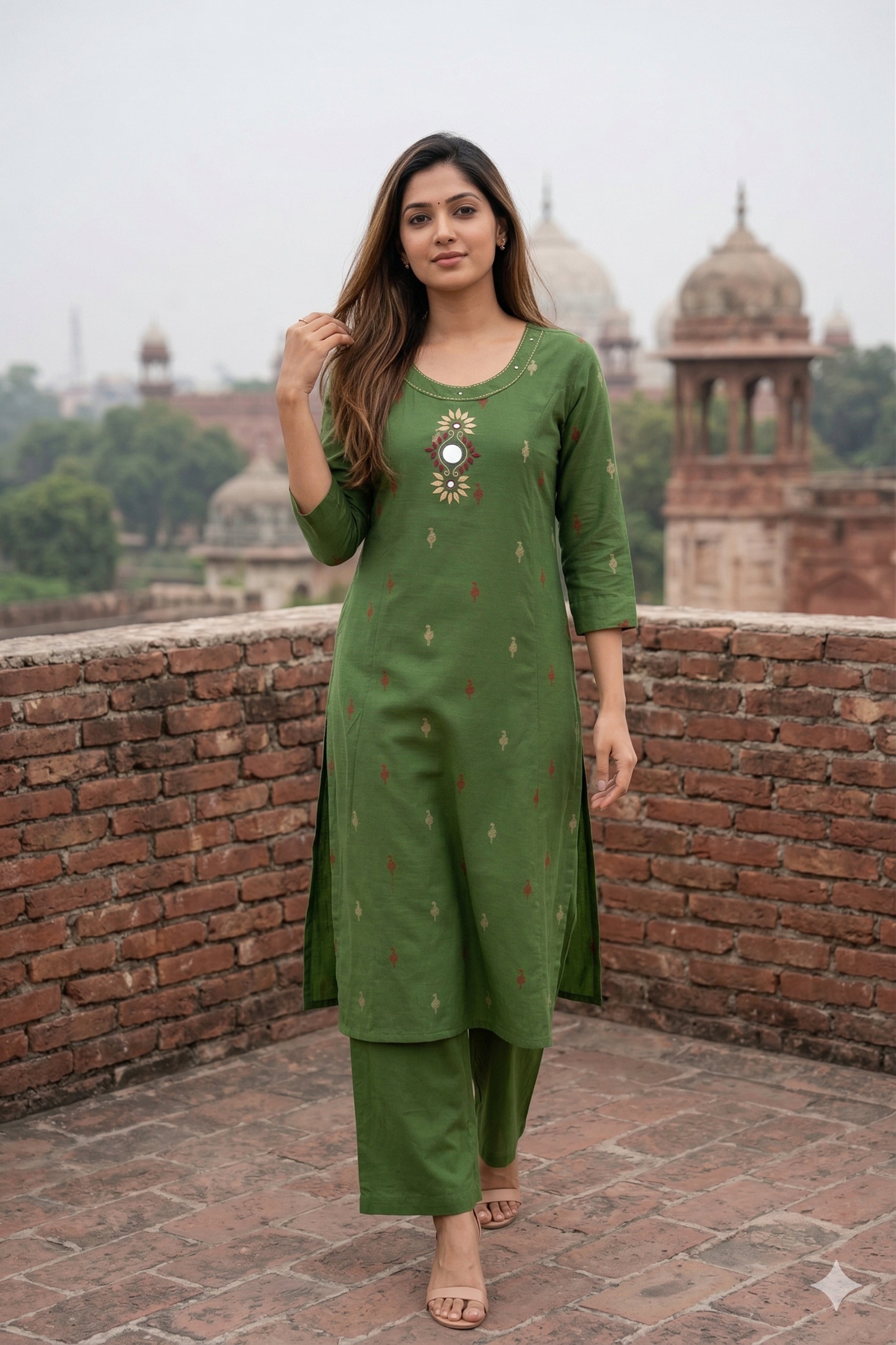 Senbagam Green (Kurti+Pant)