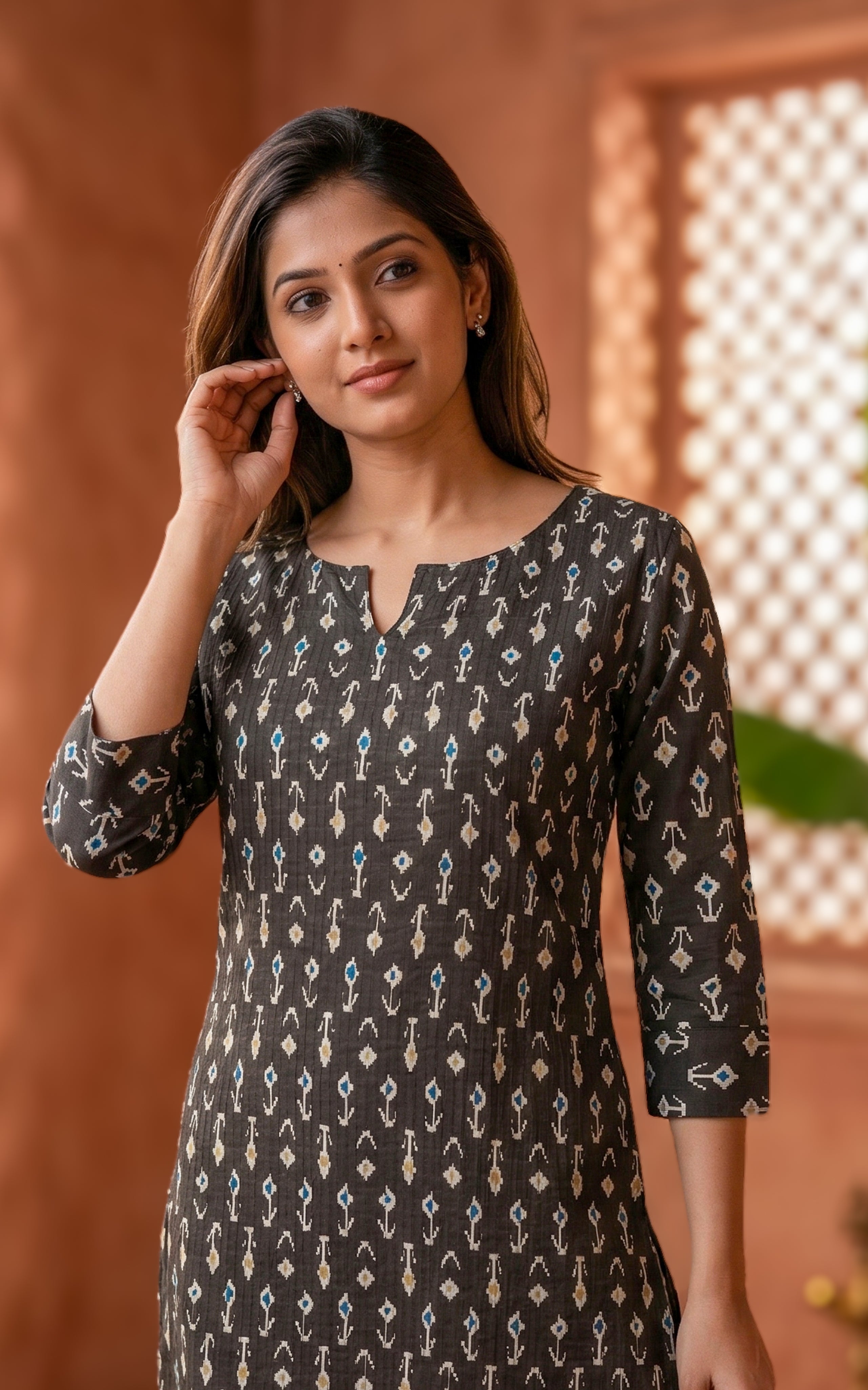 Traditional Printed Cotton Kurti With Straight Pant
Smart Look Pintuck Kurti With Side Slit Design