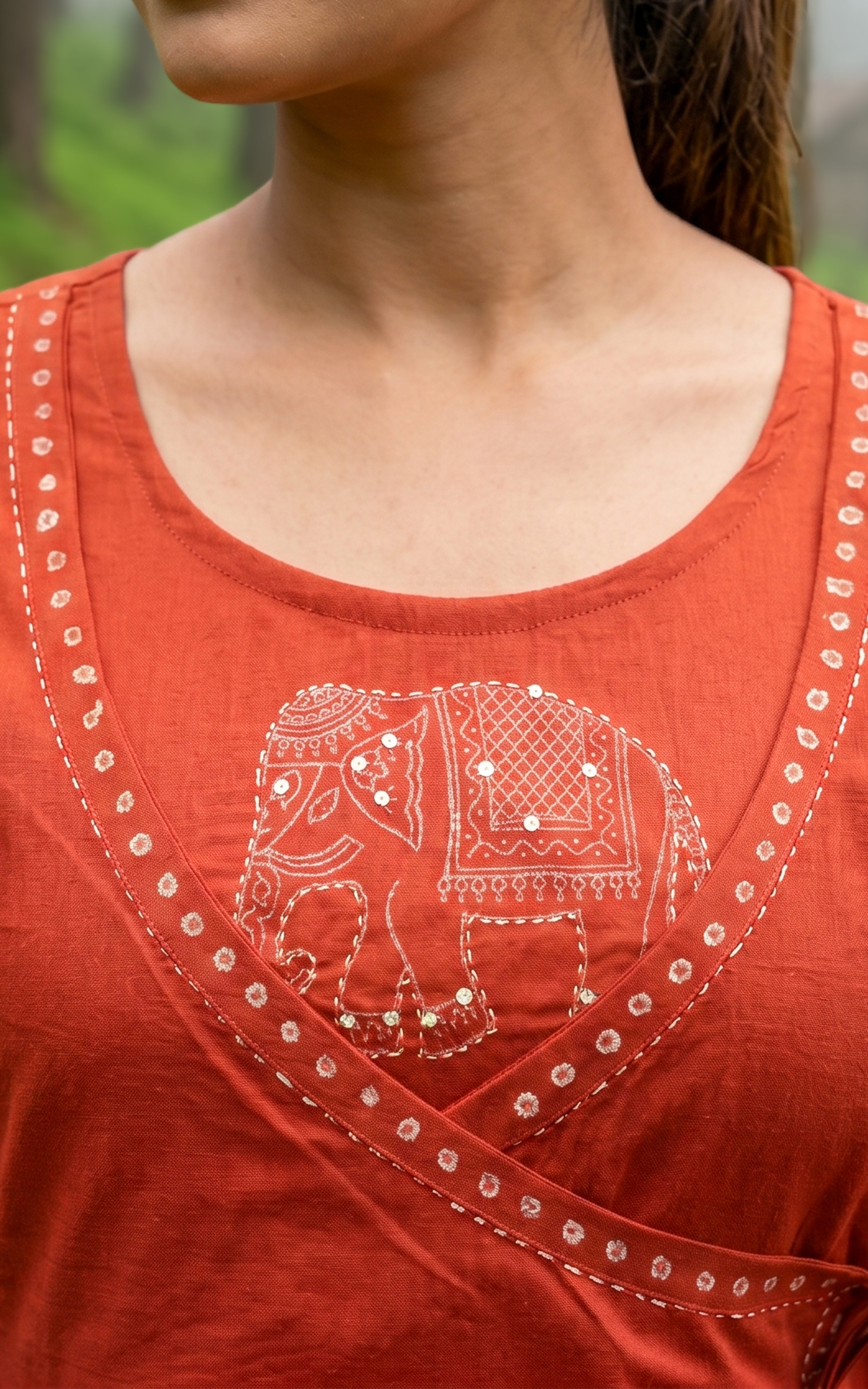 Instore – Rust Cotton Kurti for Women – Handblock Printed – Ethnic Wear