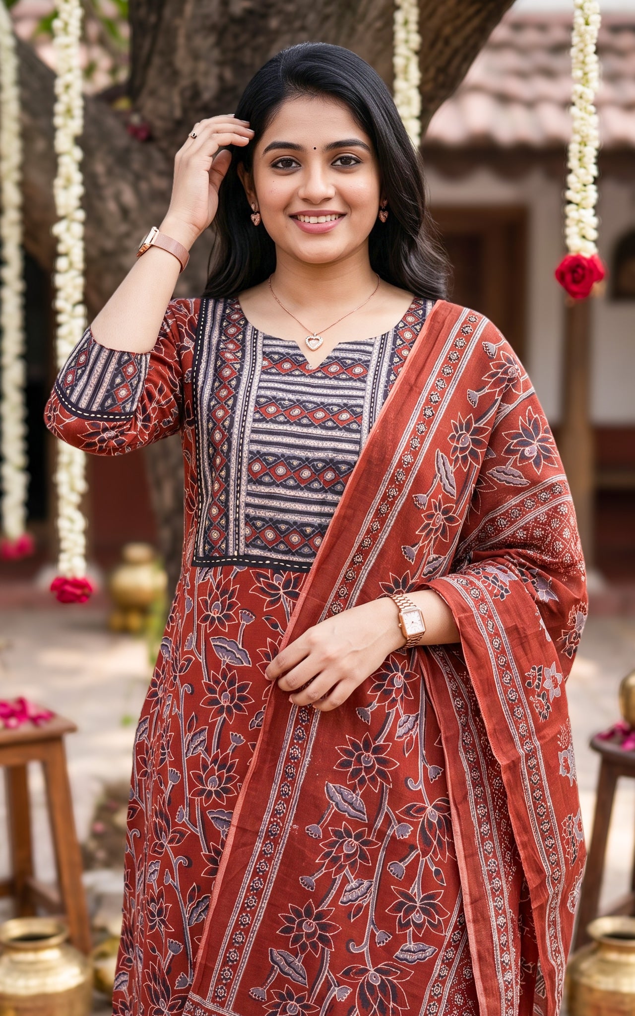 Ruthra Maroon (Kurti+Pant+Dupatta)