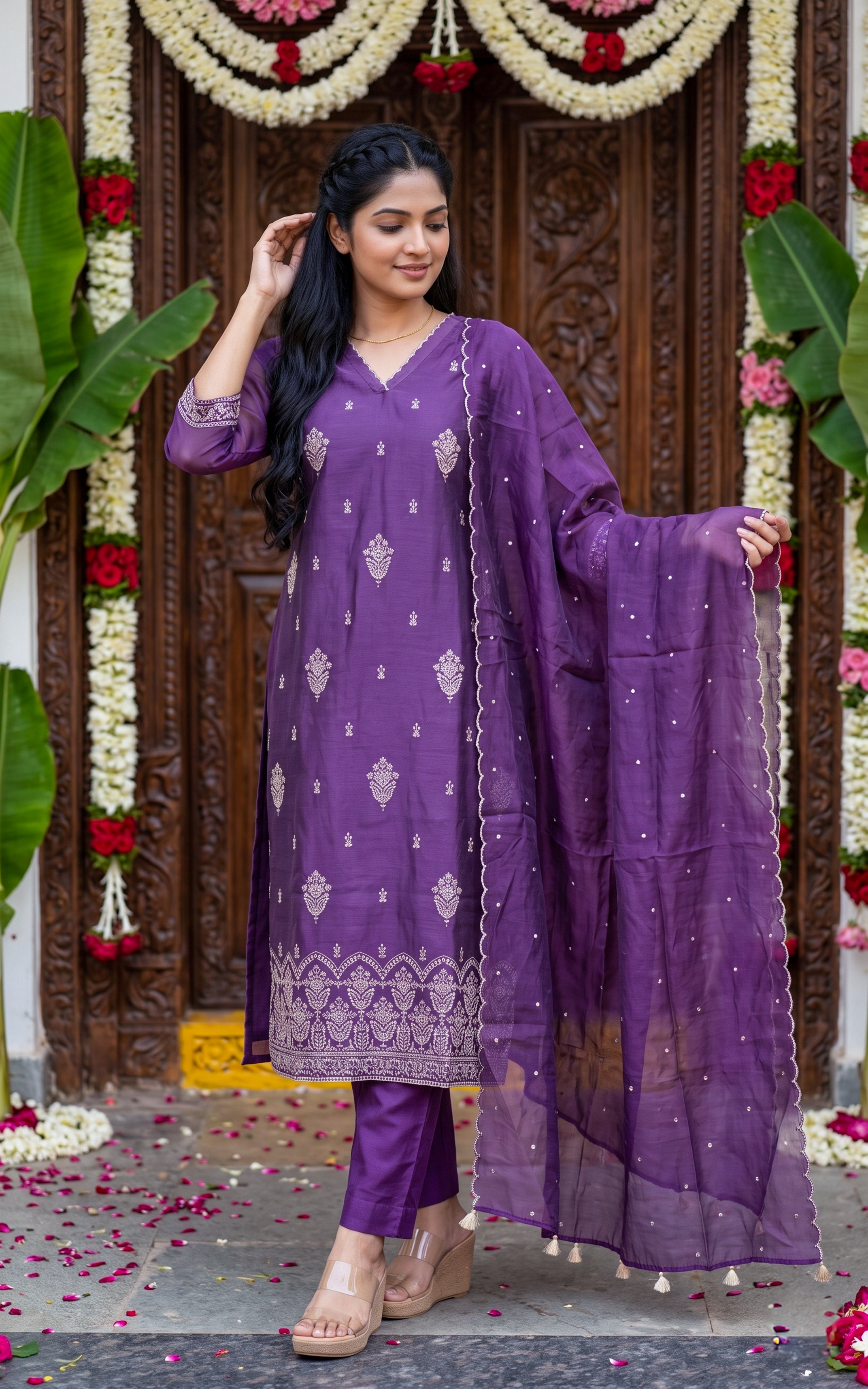 Bhagyashree Violet (Kurti+Pant+Dupatta)