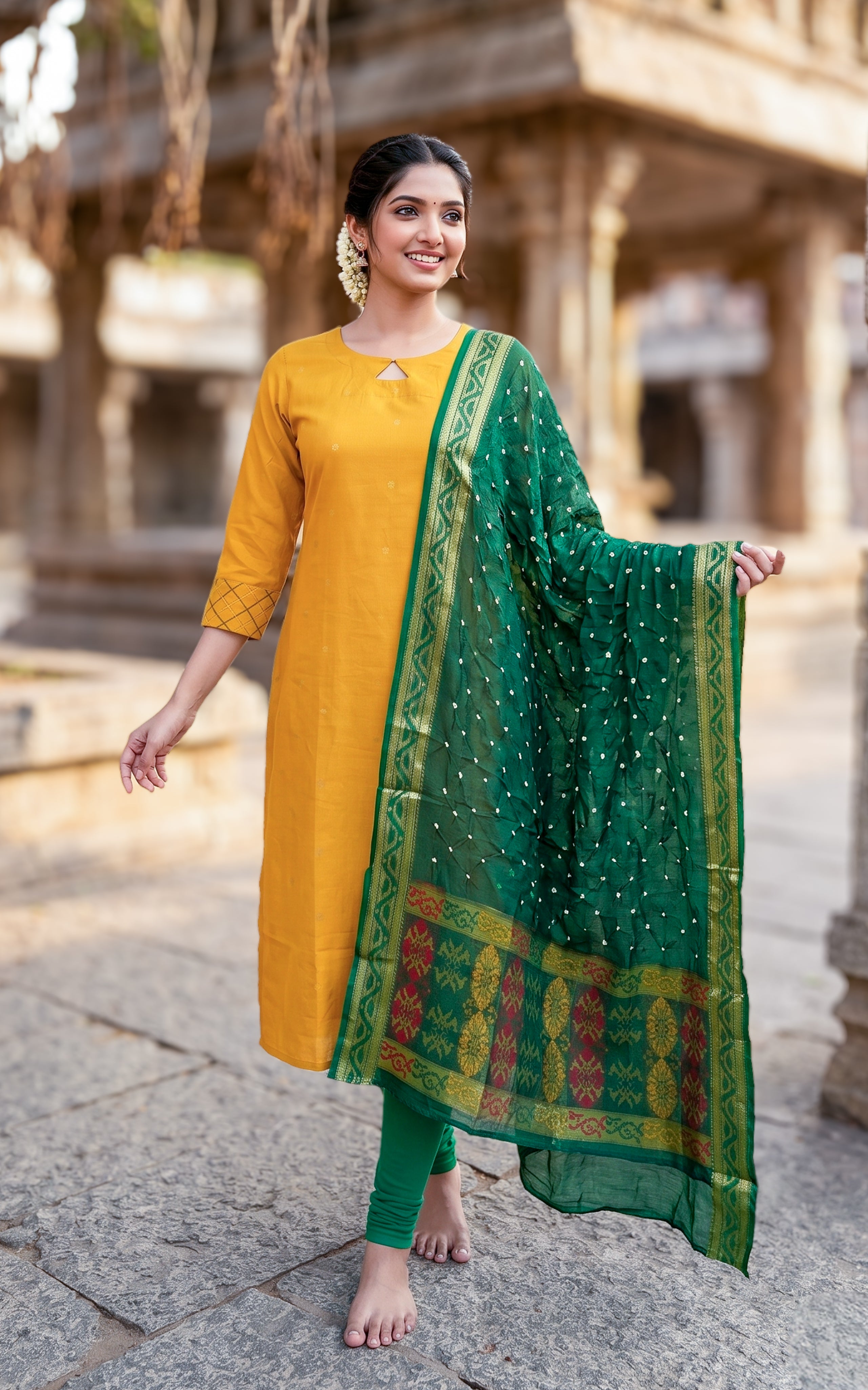 Subiksha Mustard (Kurti+Dupatta)