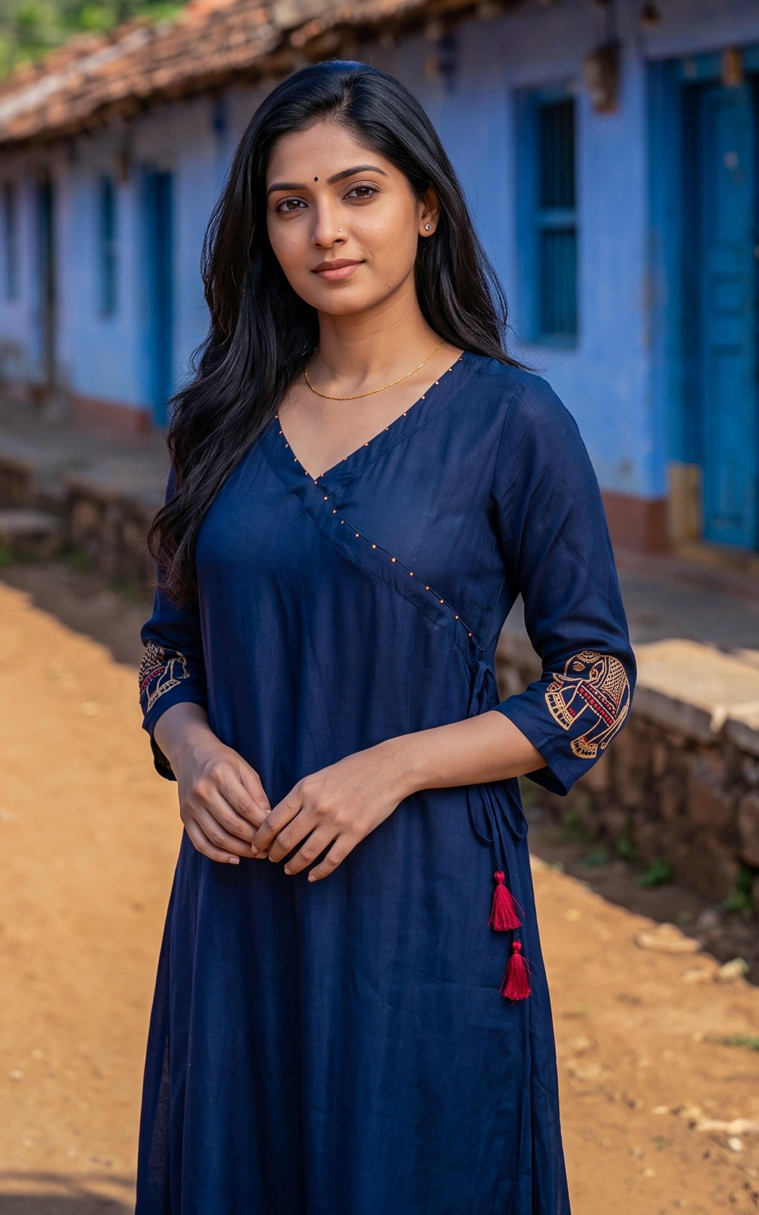 Rubini Navy Blue (Kurti+Dupatta)