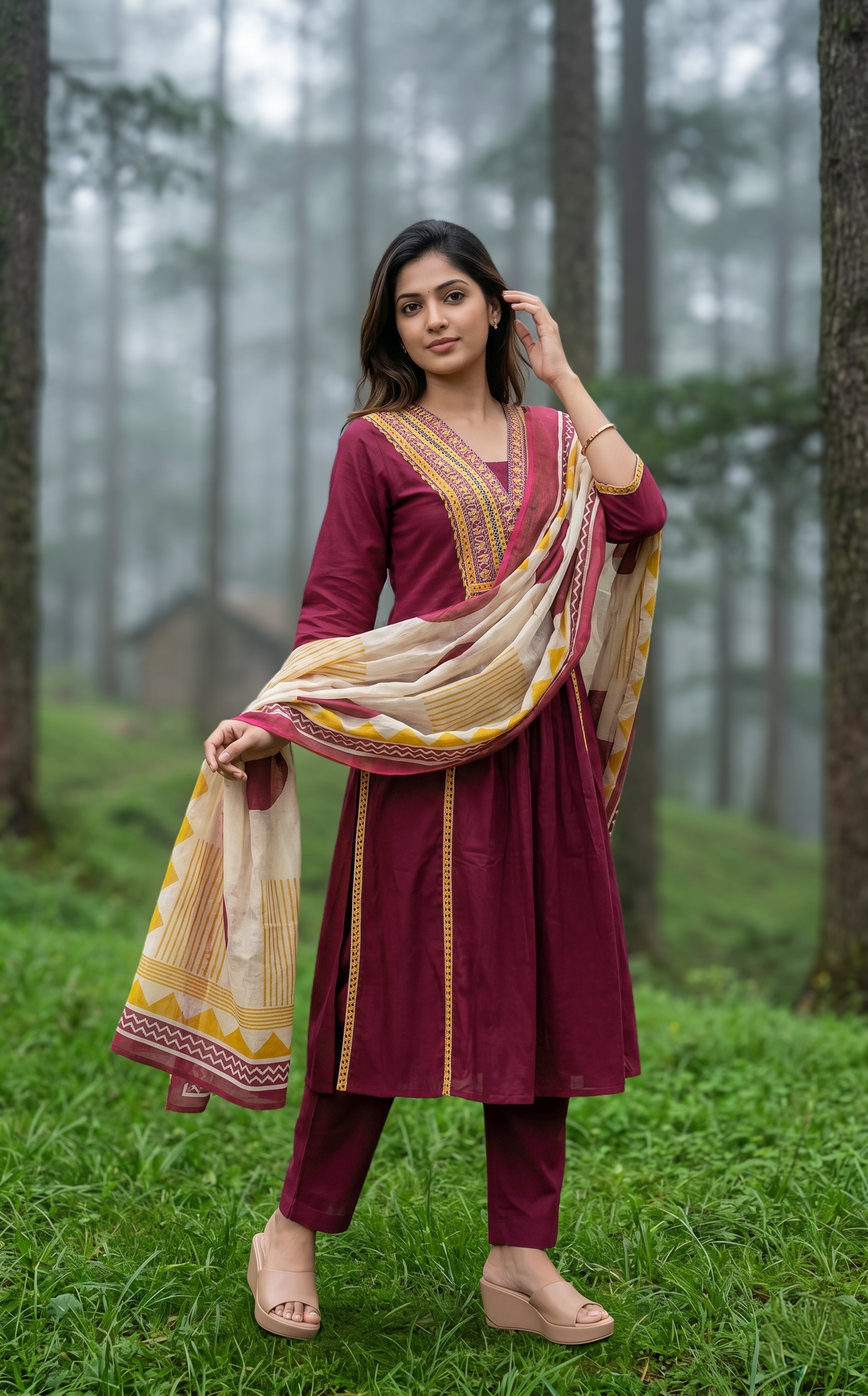 Lightweight cotton kurti set for women