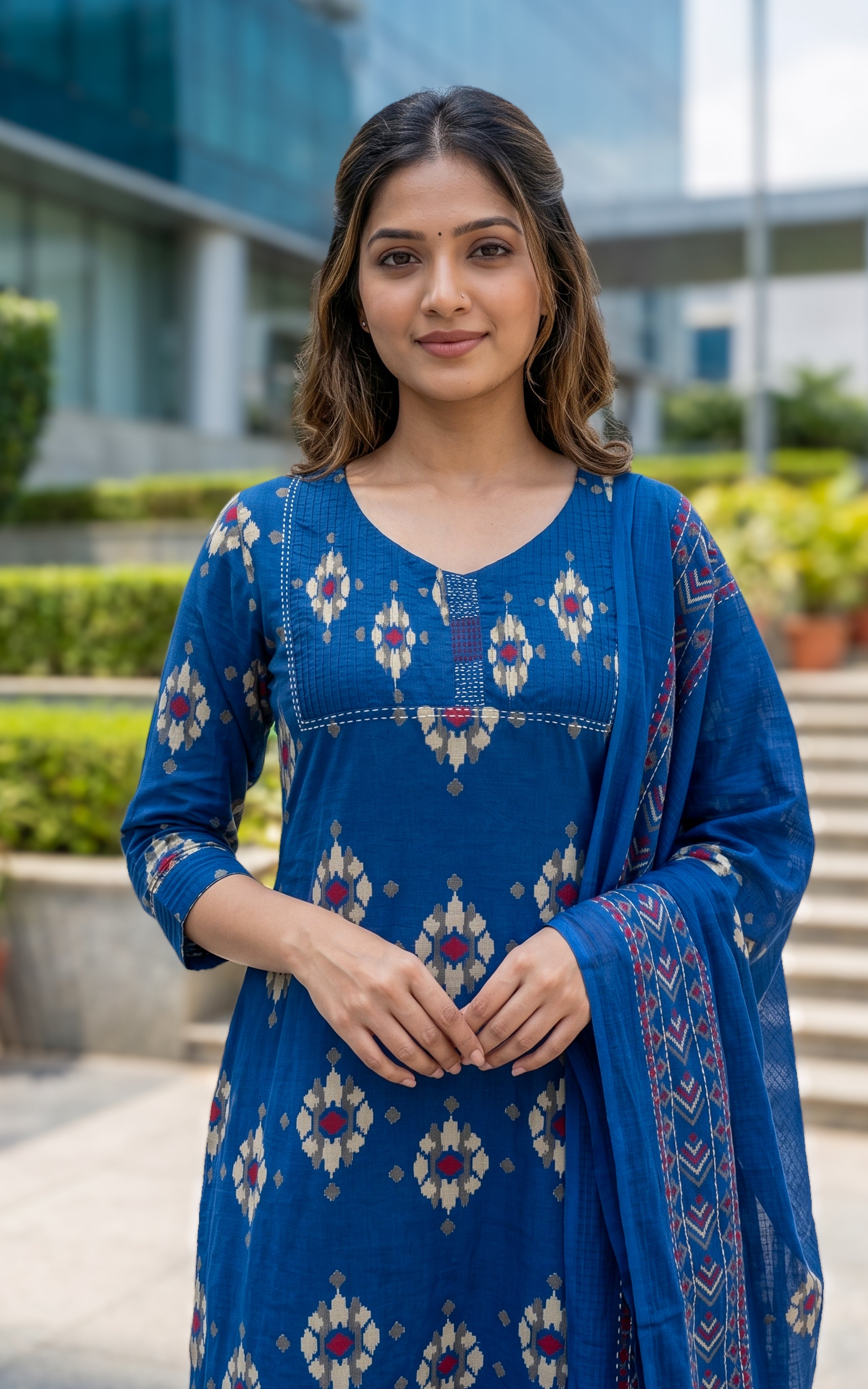 Moulika Blue (Kurti+Pant+Dupatta)
