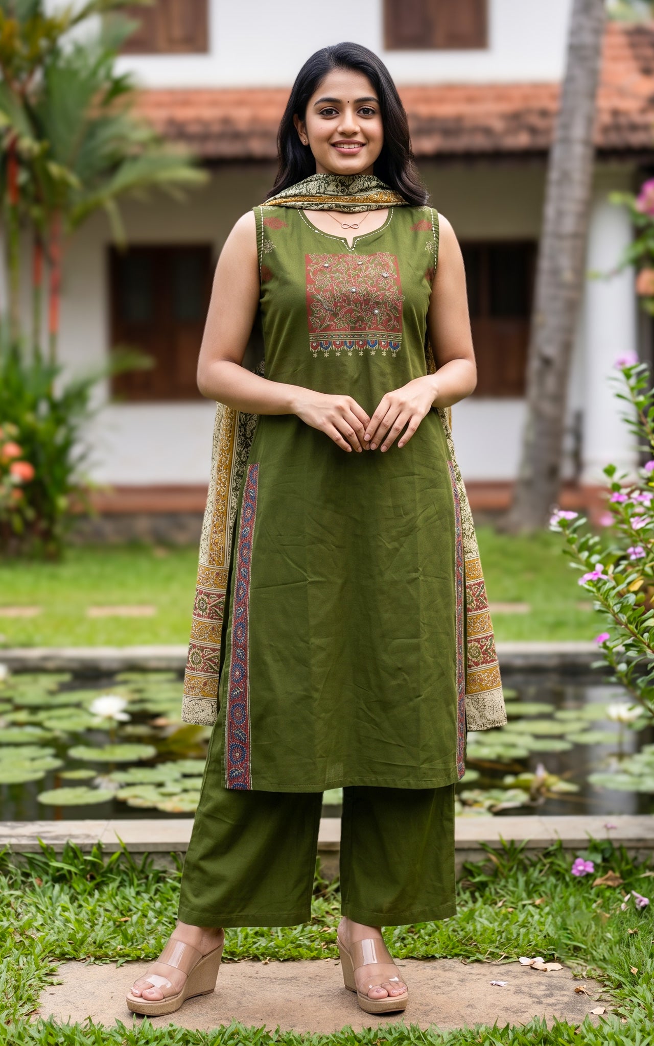 Nithiyalakshmi Handblock (Kurti+Pant+Dupatta)