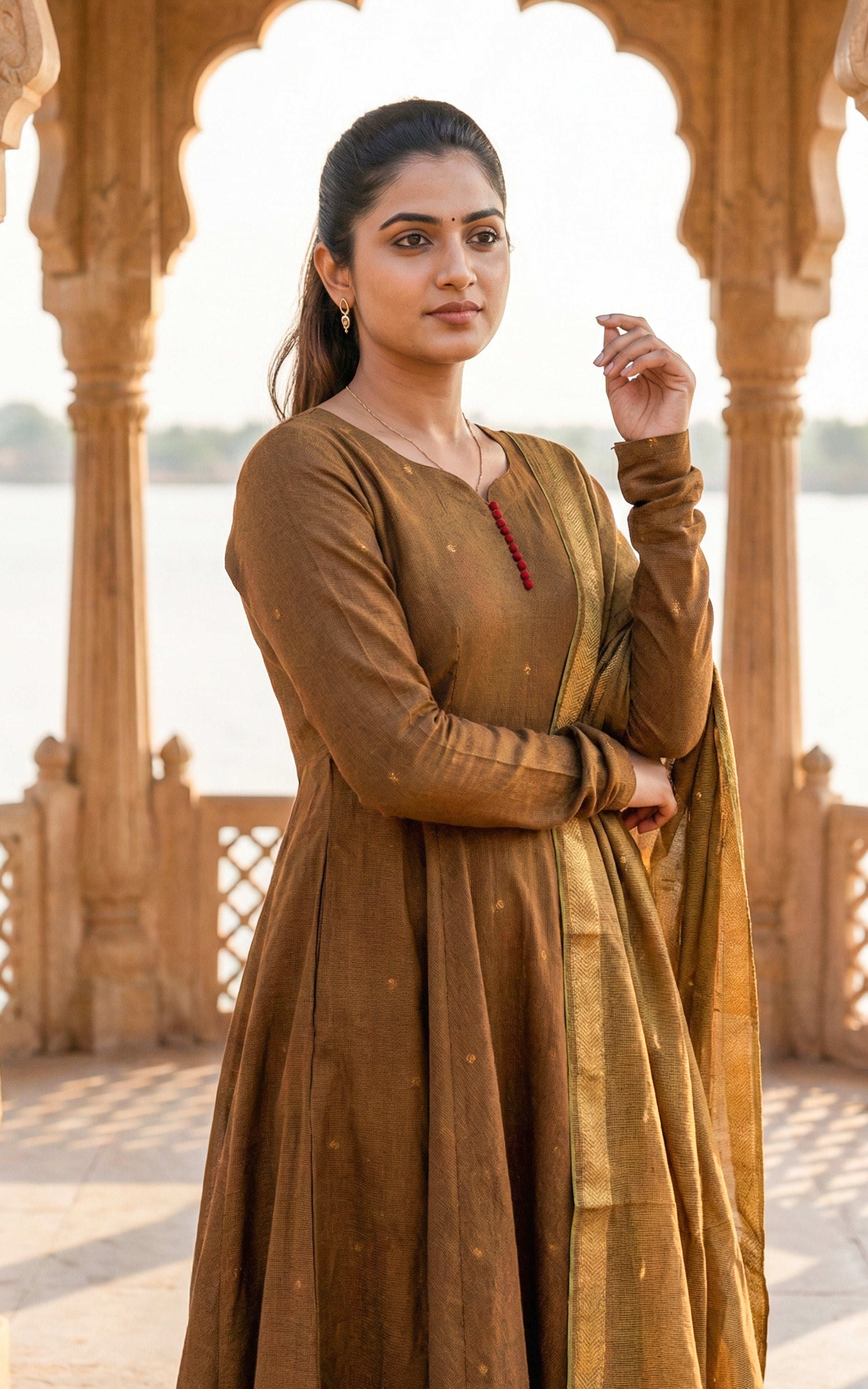 Traditional South Cotton Anarkali Set For Women