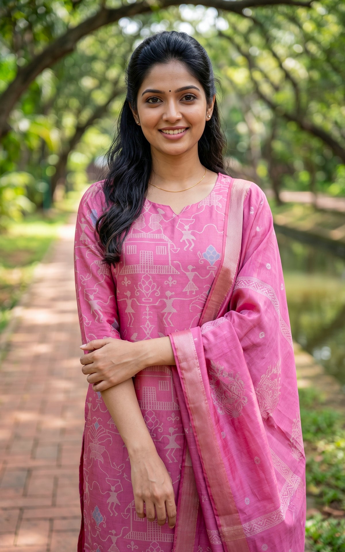 Farhana Pink (Kurti+Pant+Dupatta)
