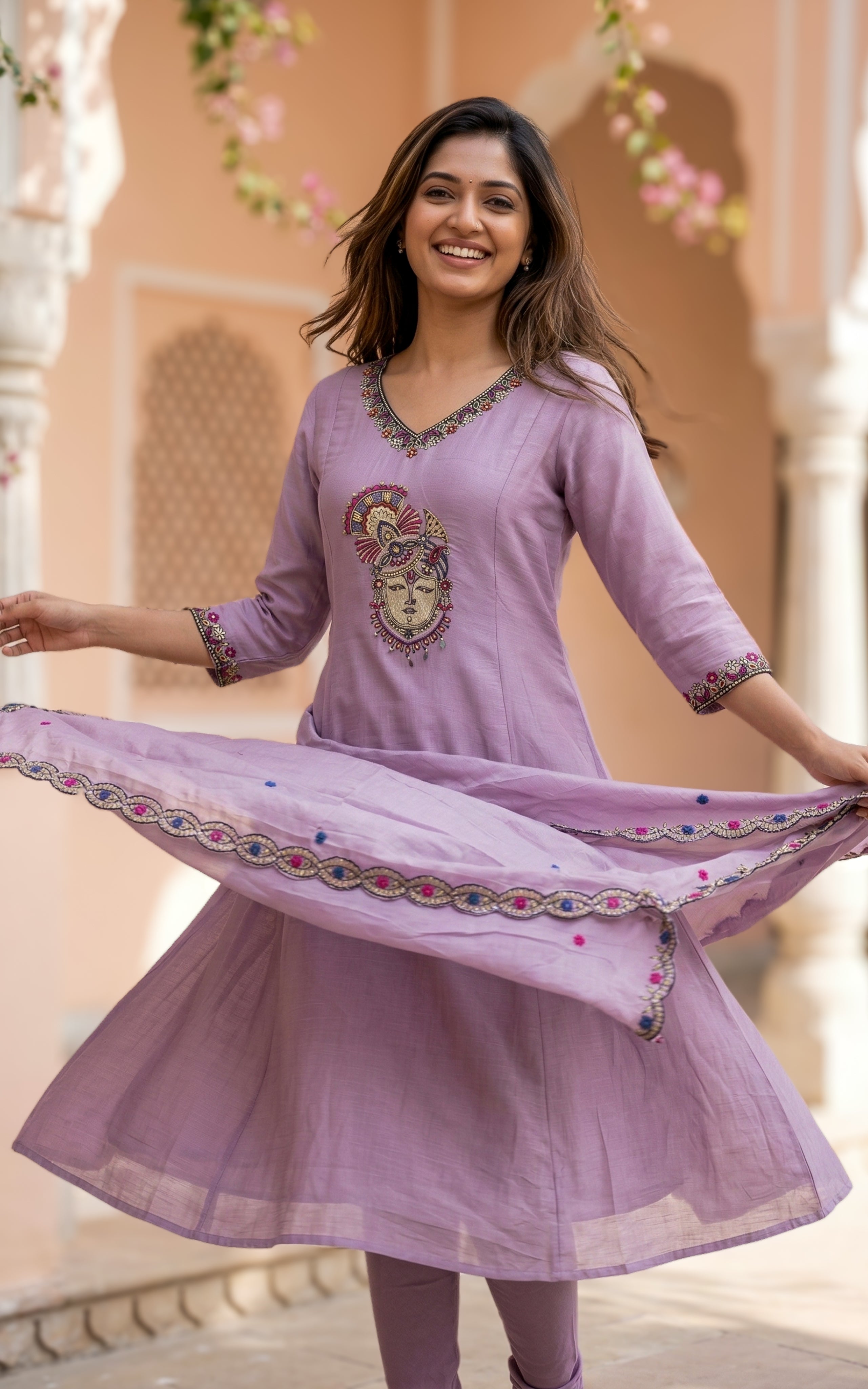 Thulir Lavendar (Kurti+Dupatta)