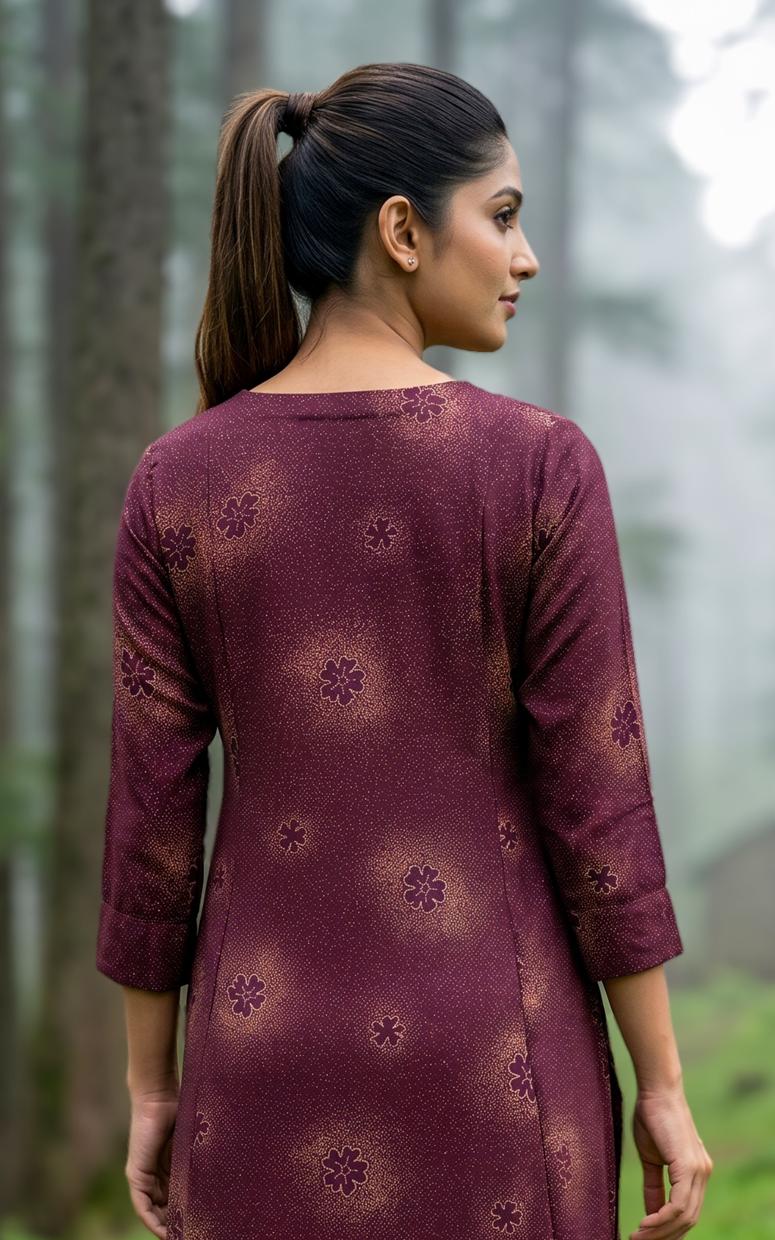 Elegant plum georgette kurti for women