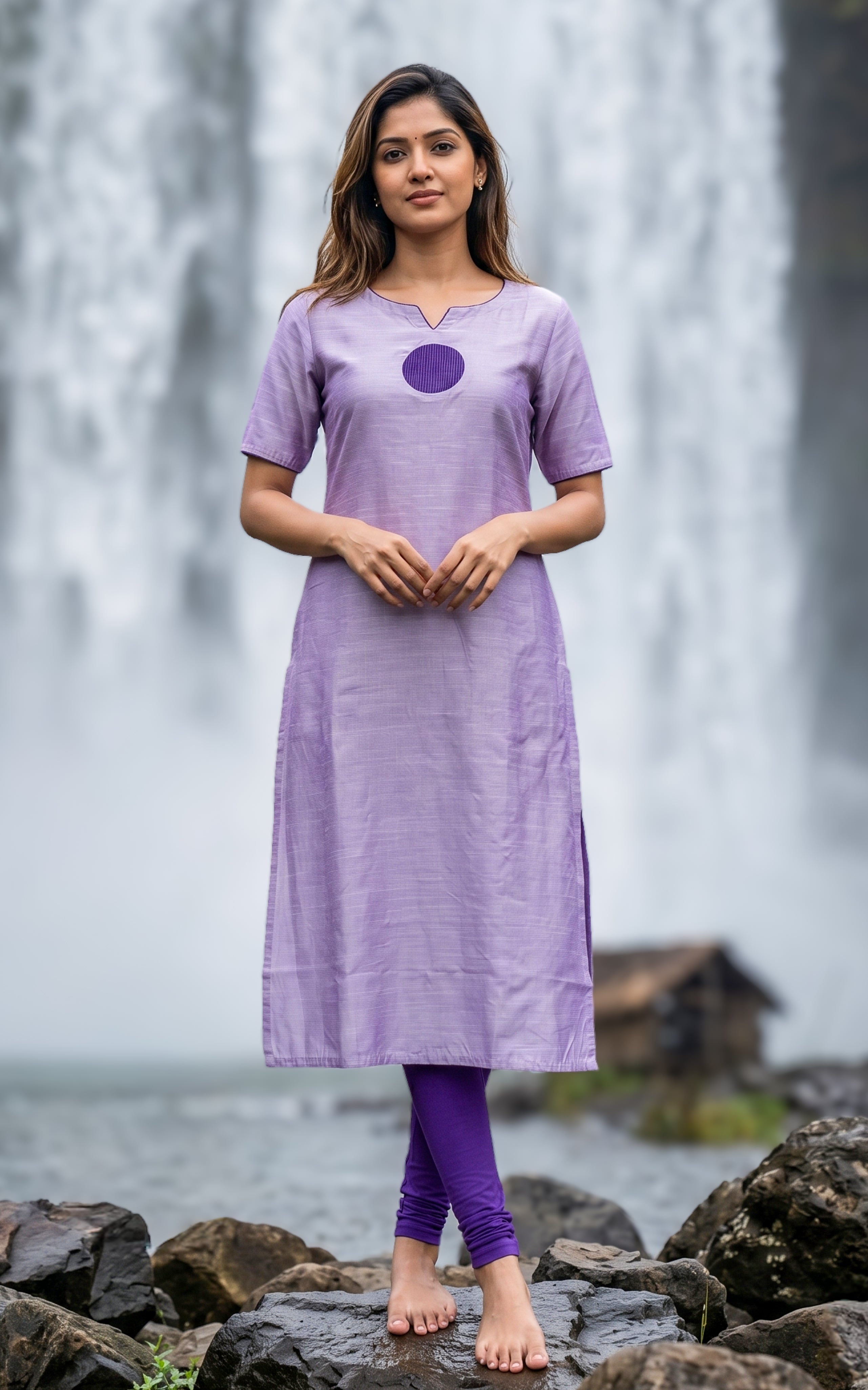 Light lavender silk cotton kurti for women