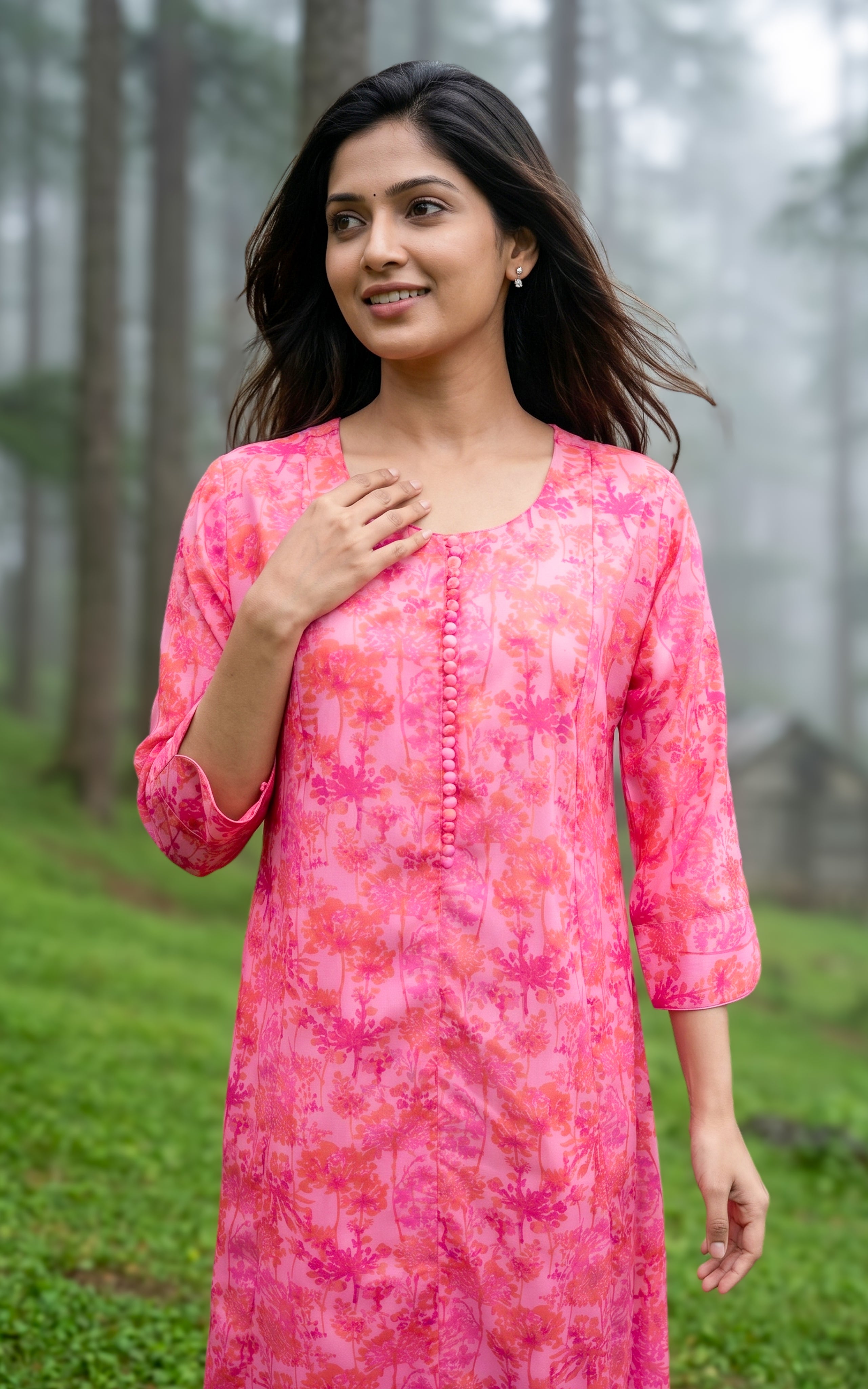 Pink contemporary kurti for women
