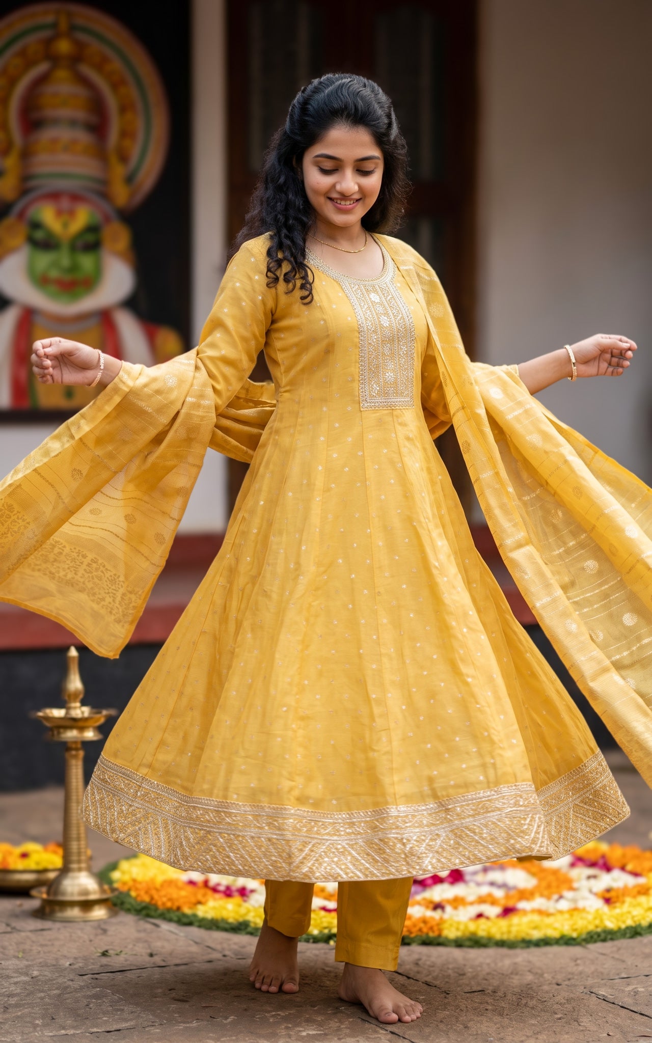 Haritham Yellow (Kurti+Pant+Dupatta)
