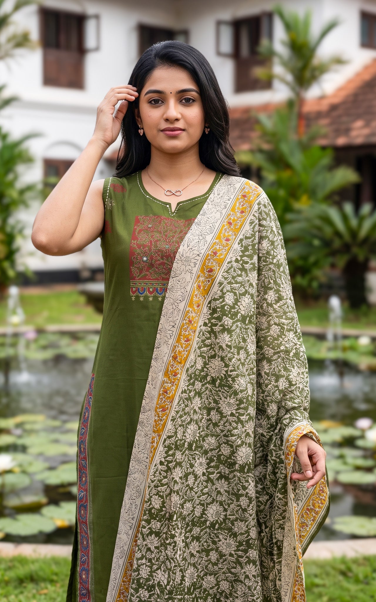 Nithiyalakshmi Handblock (Kurti+Pant+Dupatta)
