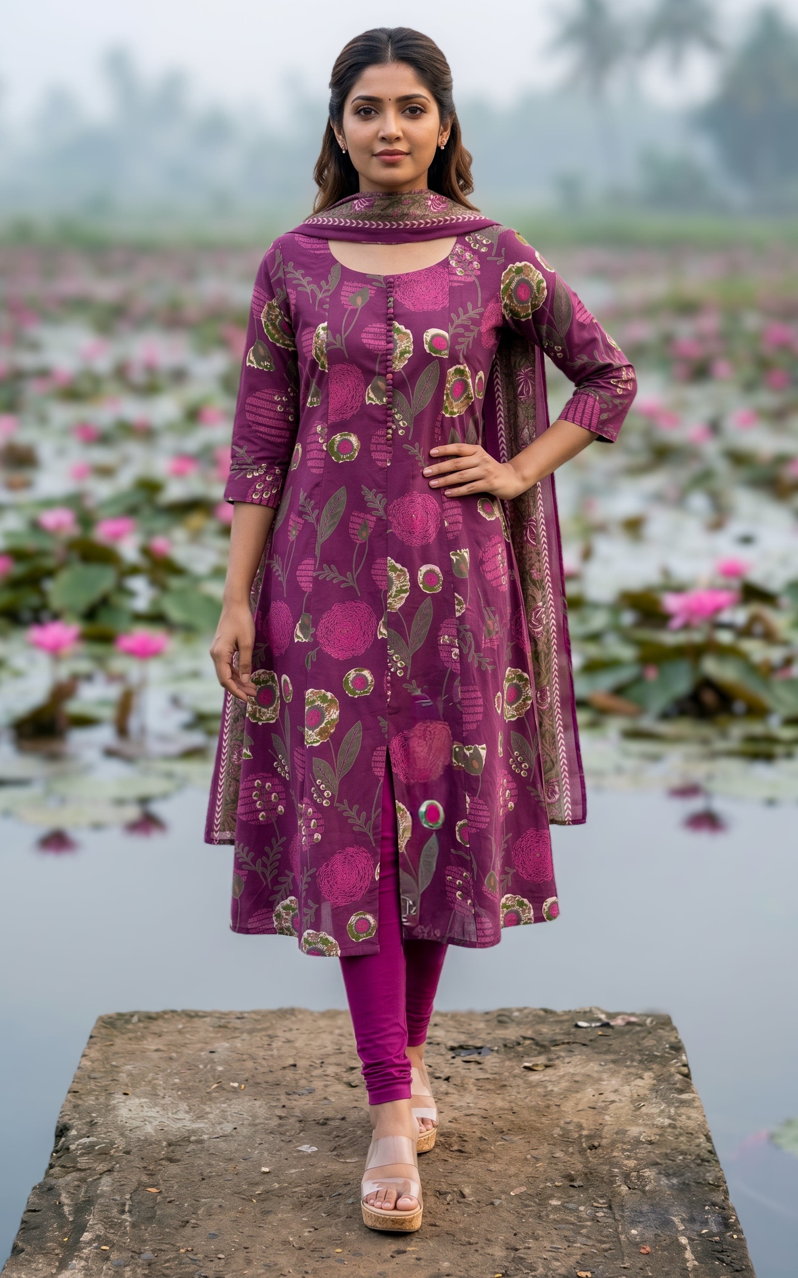 Instore-Saleema(Kurti+Dupatta)-Aline Kurt-Cotton Dupatta -blue-Cotton -Summer collection-daily wear-college wear-office wear-kurti with dupatta