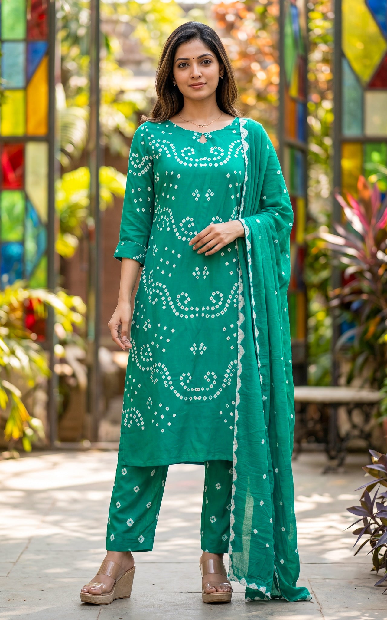 Aqua Green Cotton Daily Wear Kurti Set for Women