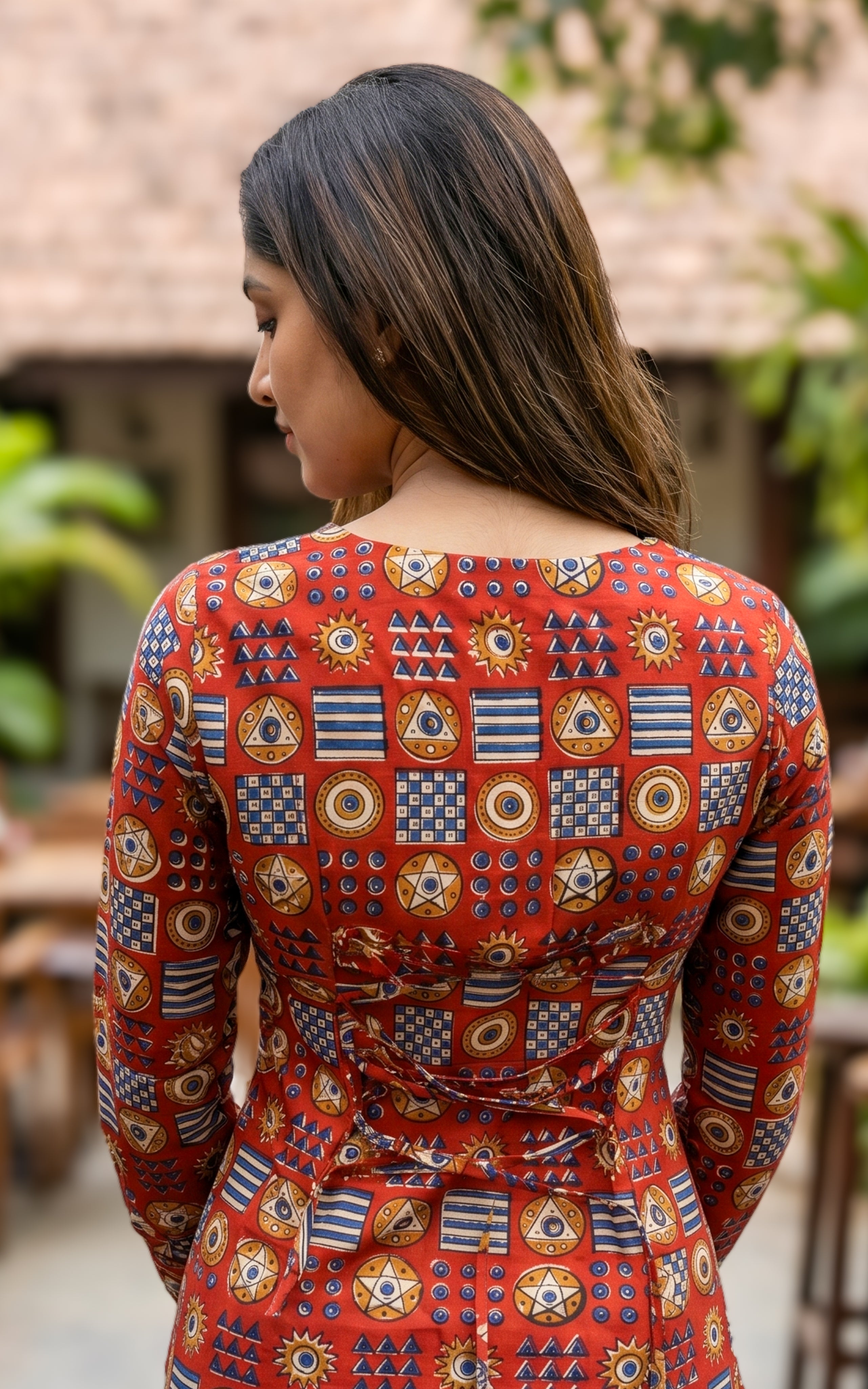 Instore – Handblock Printed Cotton Short Straight Cut Kurti for Women – Gathered Sleeves – Ethnic Wear