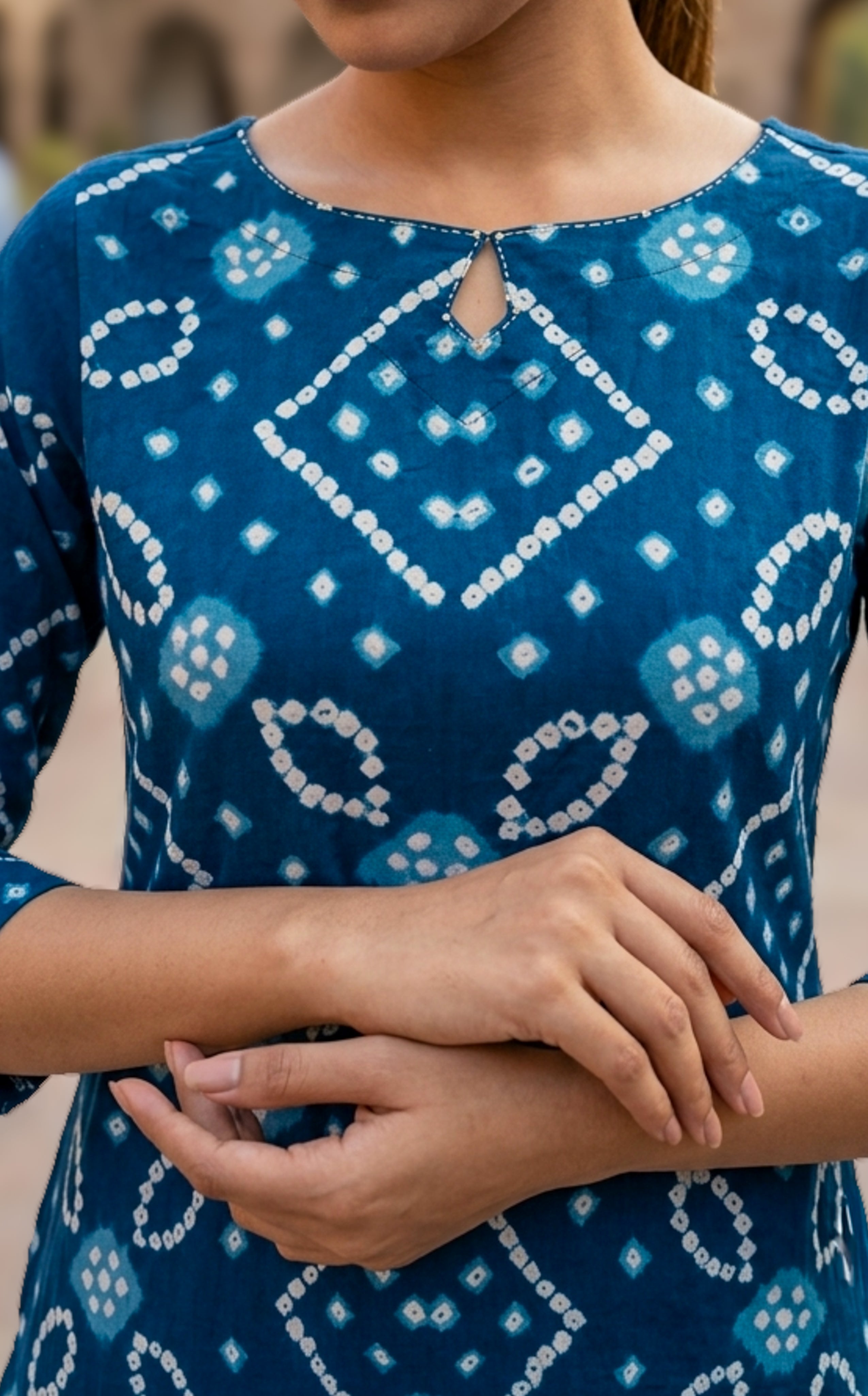 Rithushka Peacock Blue (Kurti+Pant+Dupatta)