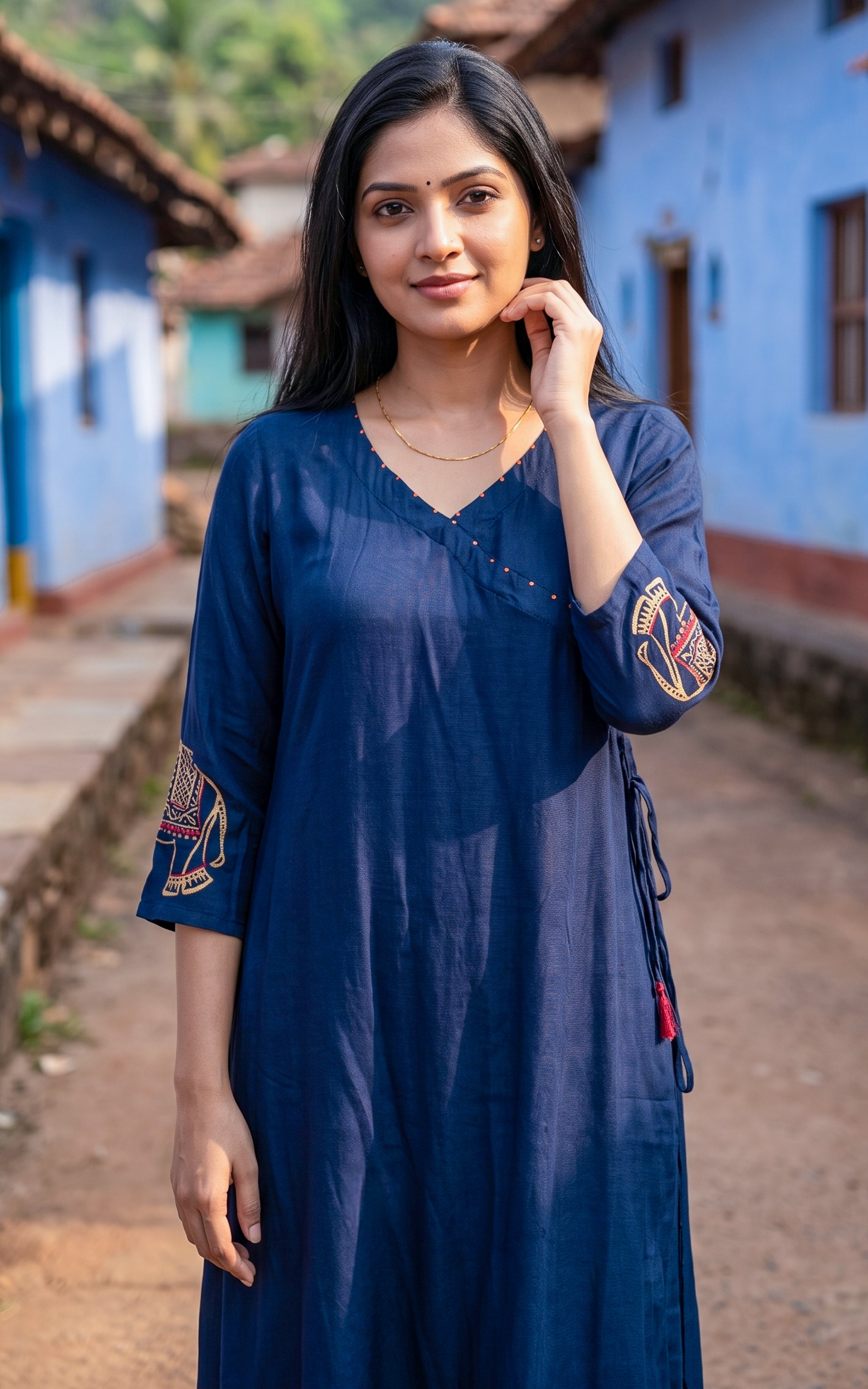 Rubini Navy Blue (Kurti+Dupatta)