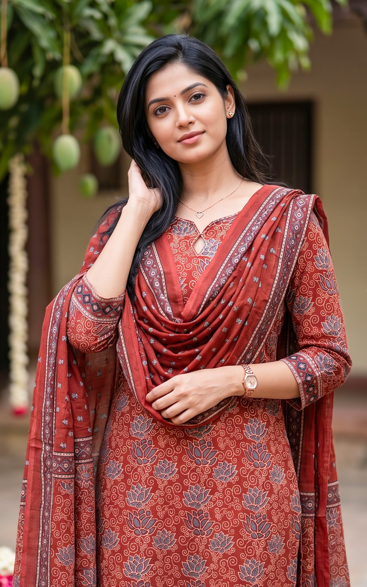 Nethra Maroon (Kurti+Dupatta)