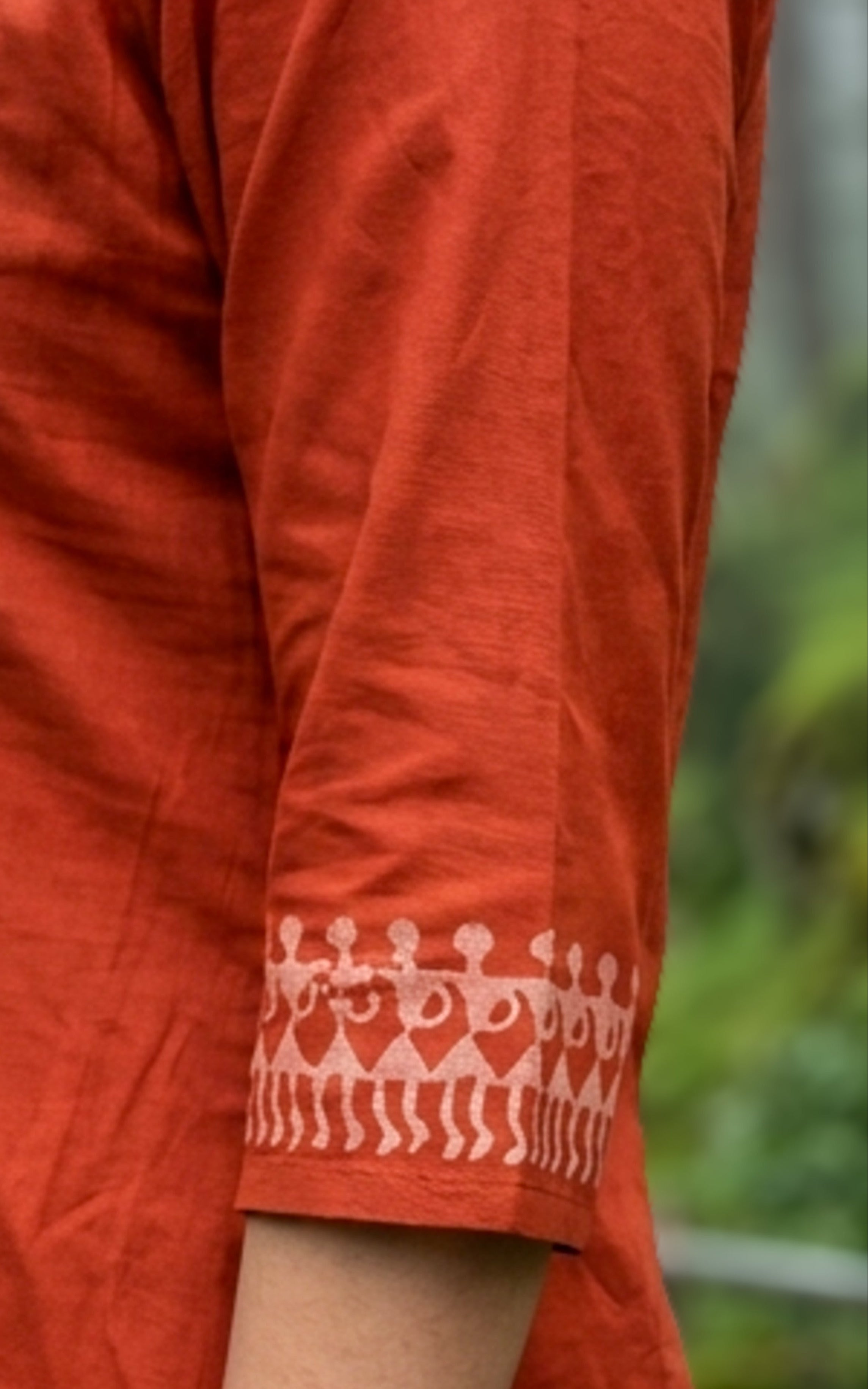 Instore – Rust Handblock Printed Cotton Anarkali Kurti for Women – Ethnic Wear