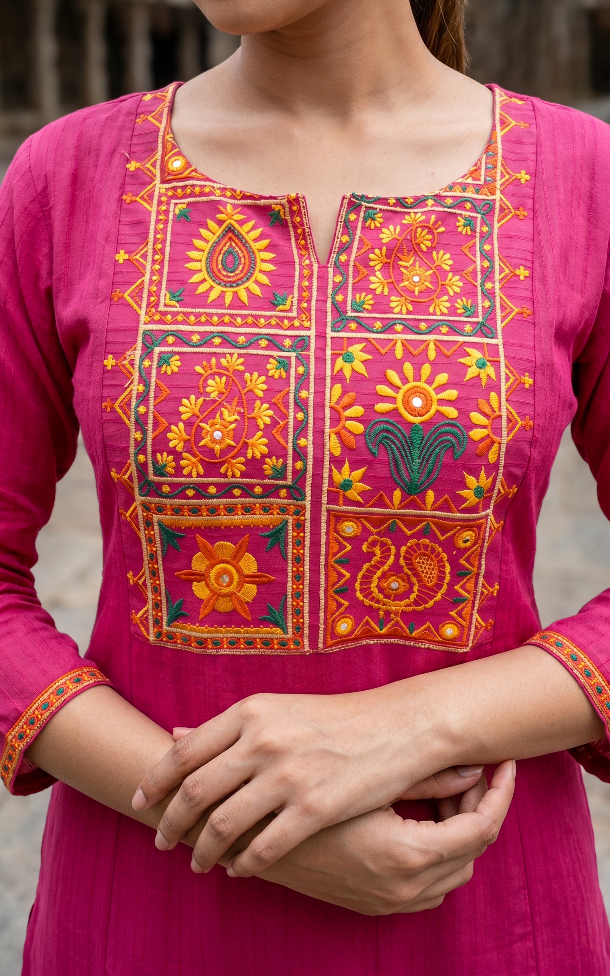 Pink trendy ethnic kurti for women