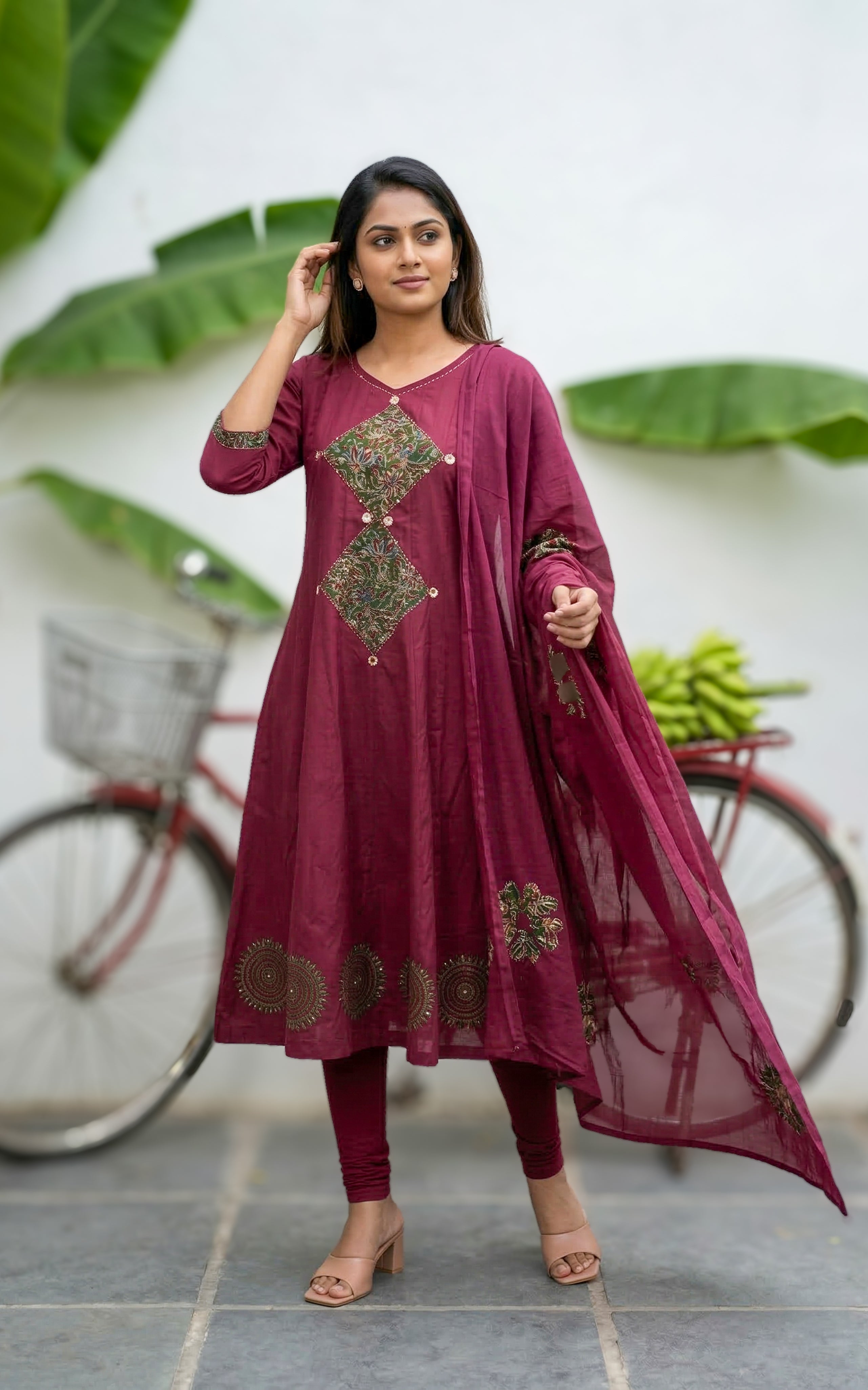 Shonali Maroon (Kurti+Dupatta)