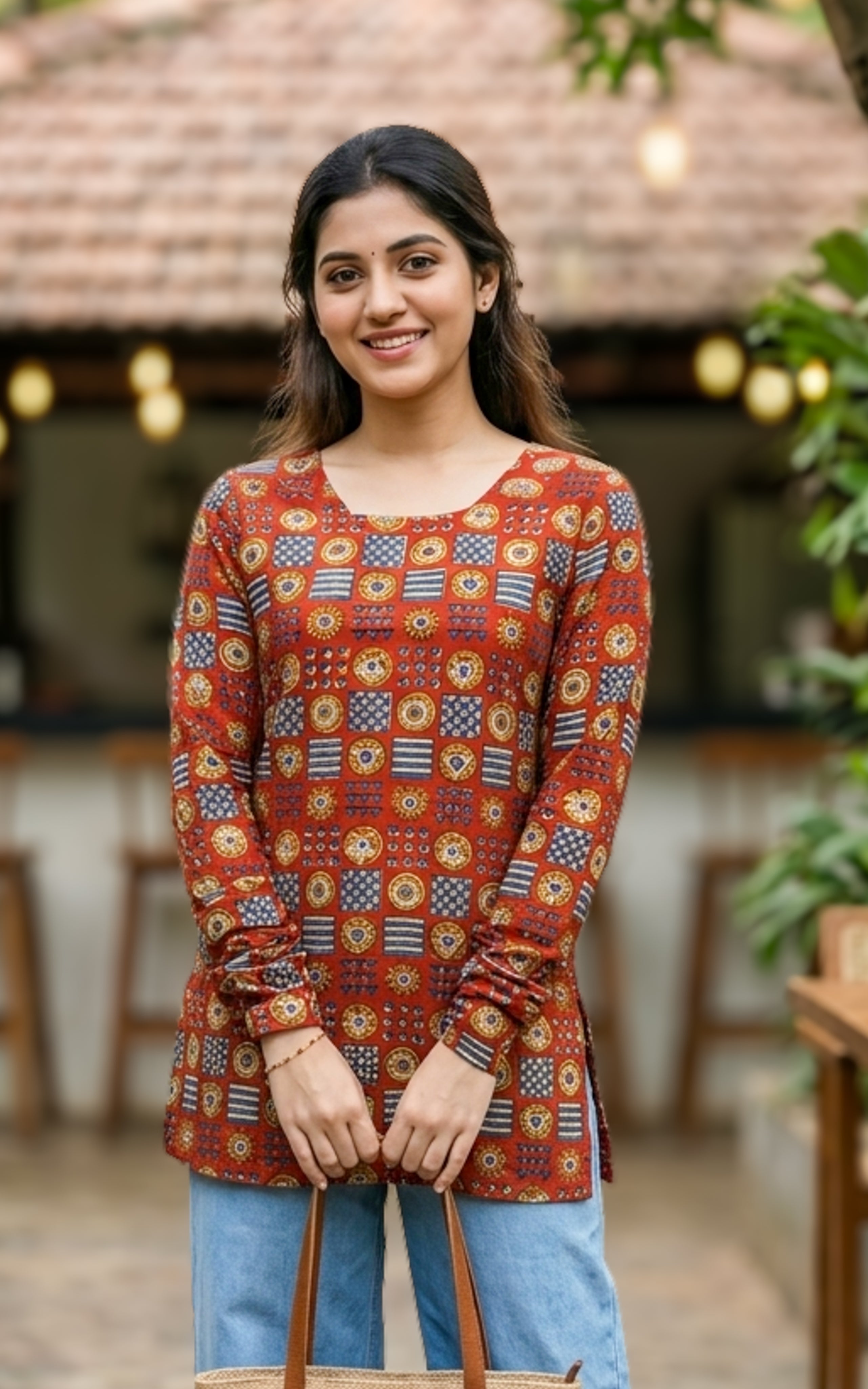 Printed cotton kurti for daily wear
Casual wear short cotton kurti
Stylish back design kurti
