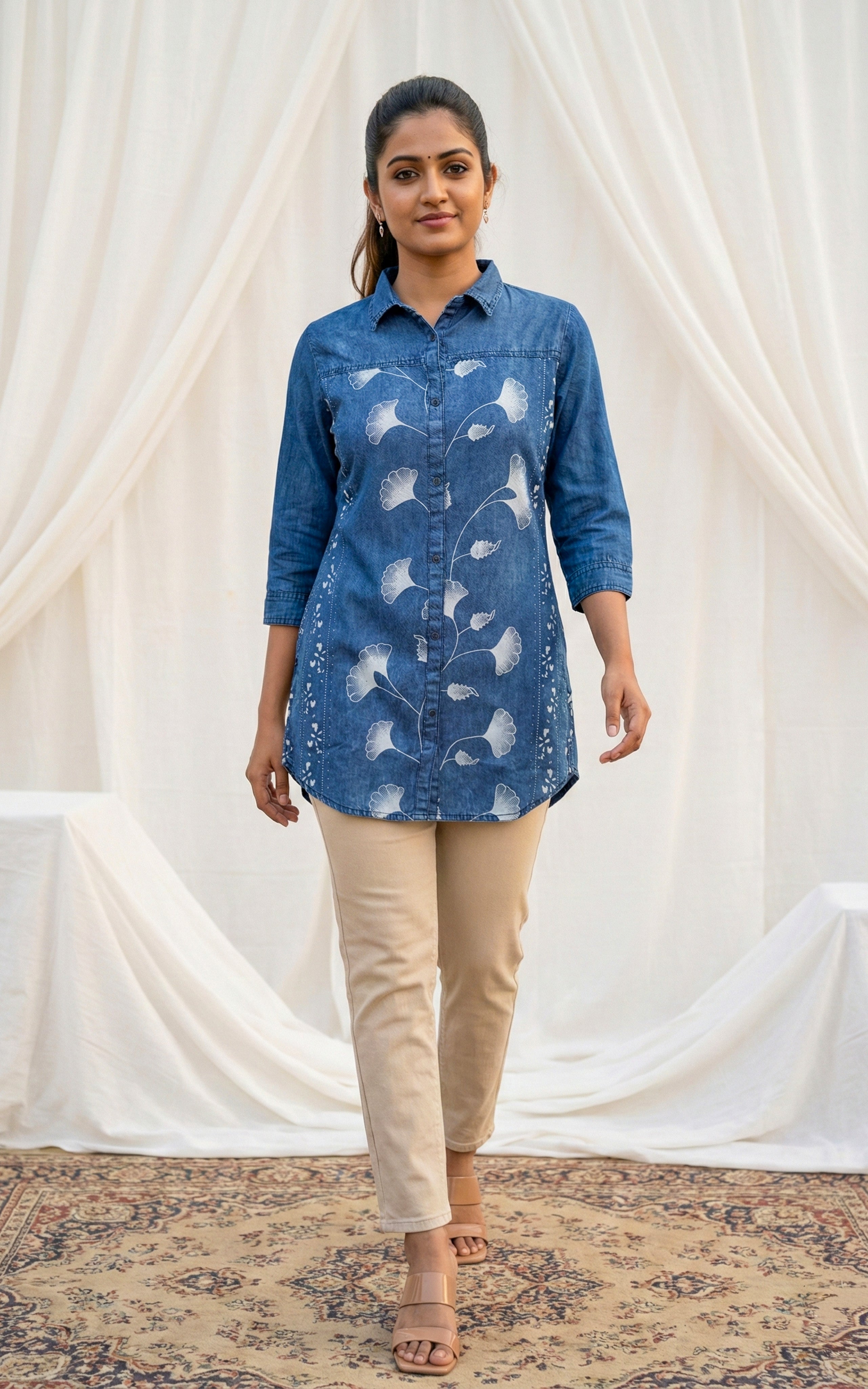 Instore – Denim Blue Suhani Kurti for Women – Denim – Indian Ethnic Wear