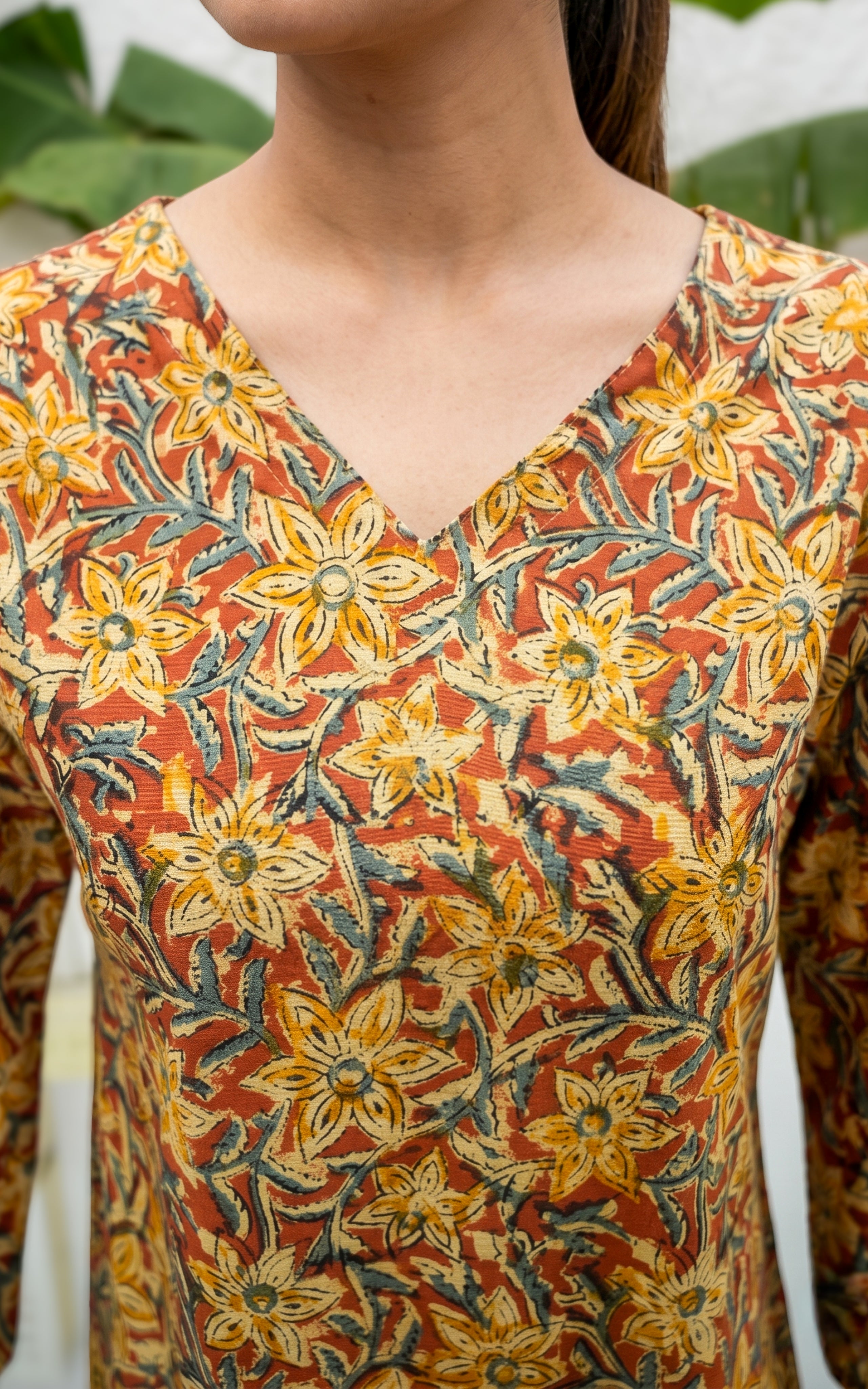 Casual Rust Cotton Kurti Women