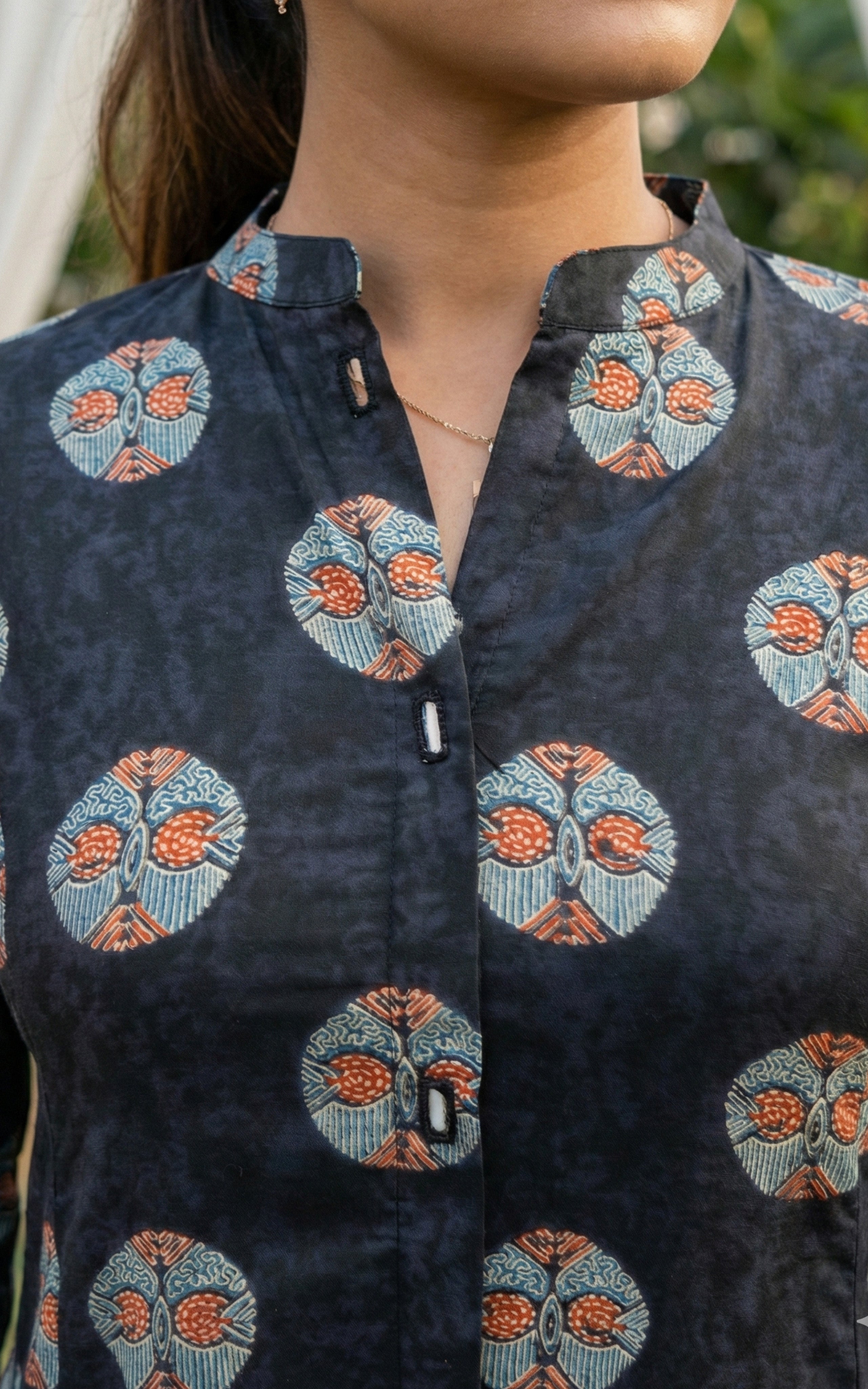 Instore – Black Virusha Kurti for Women – Printed Cotton – Indian Ethnic Wear