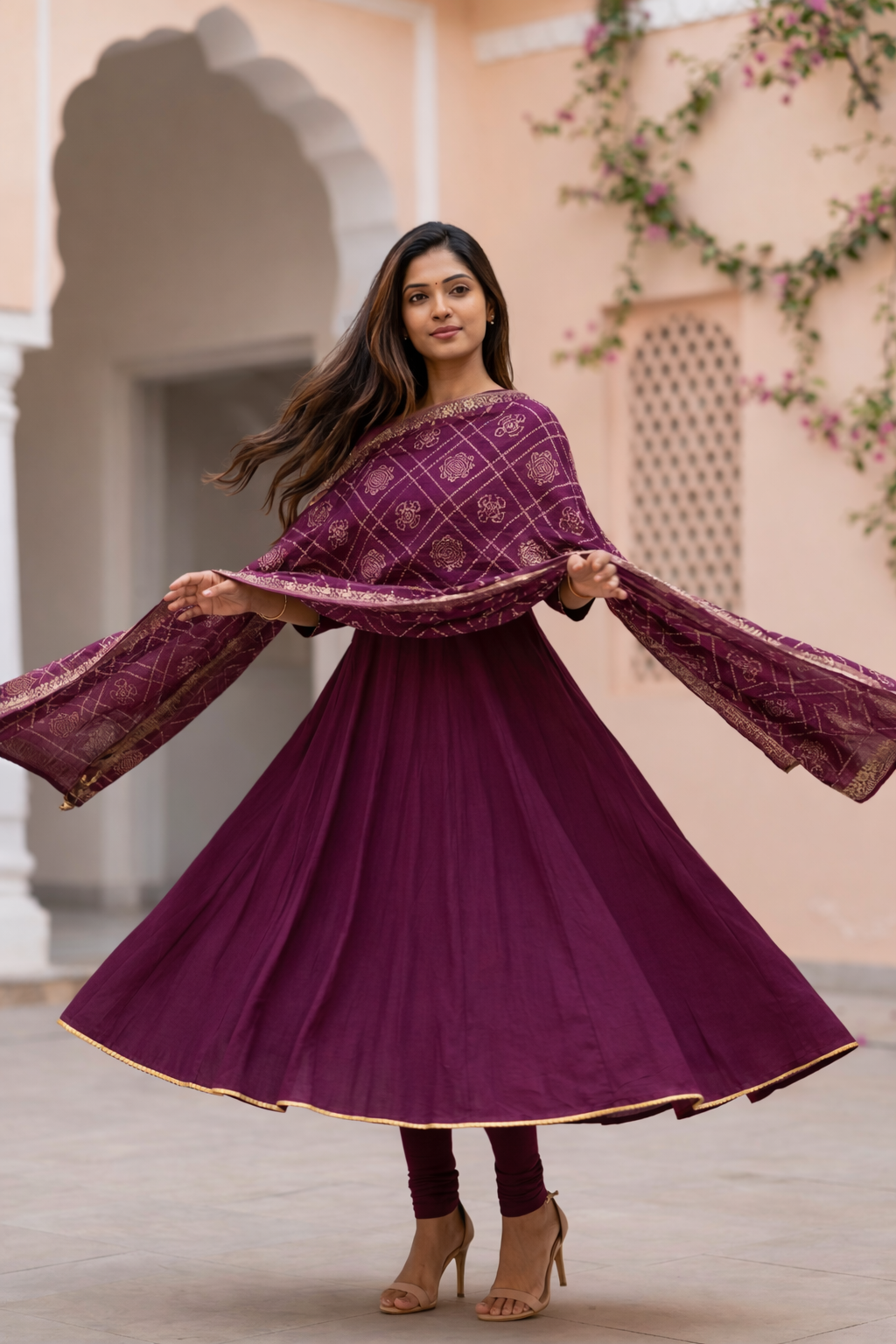 Sreelakha Plum (Kurti+Dupatta)