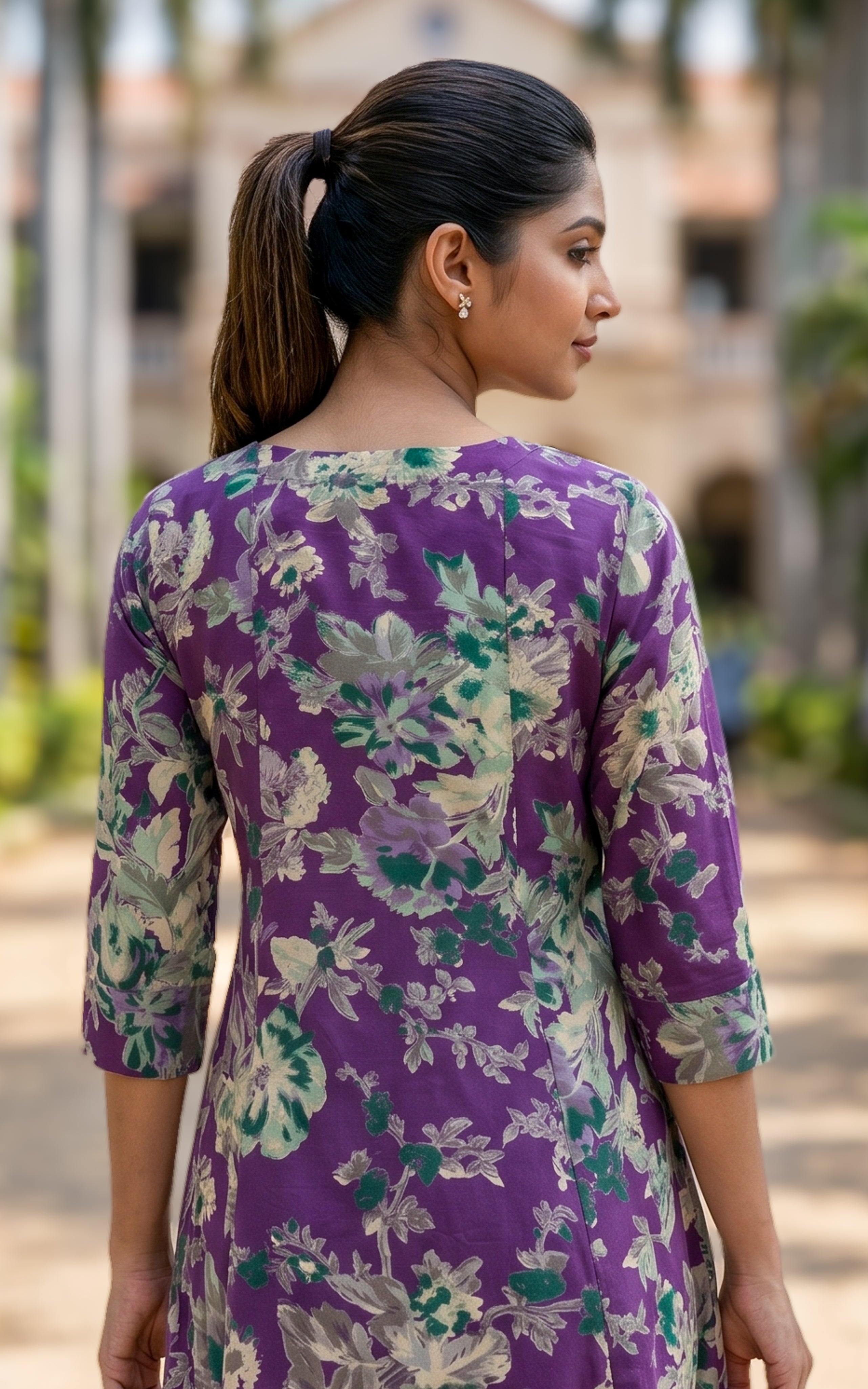 Purple classic cotton kurti for women