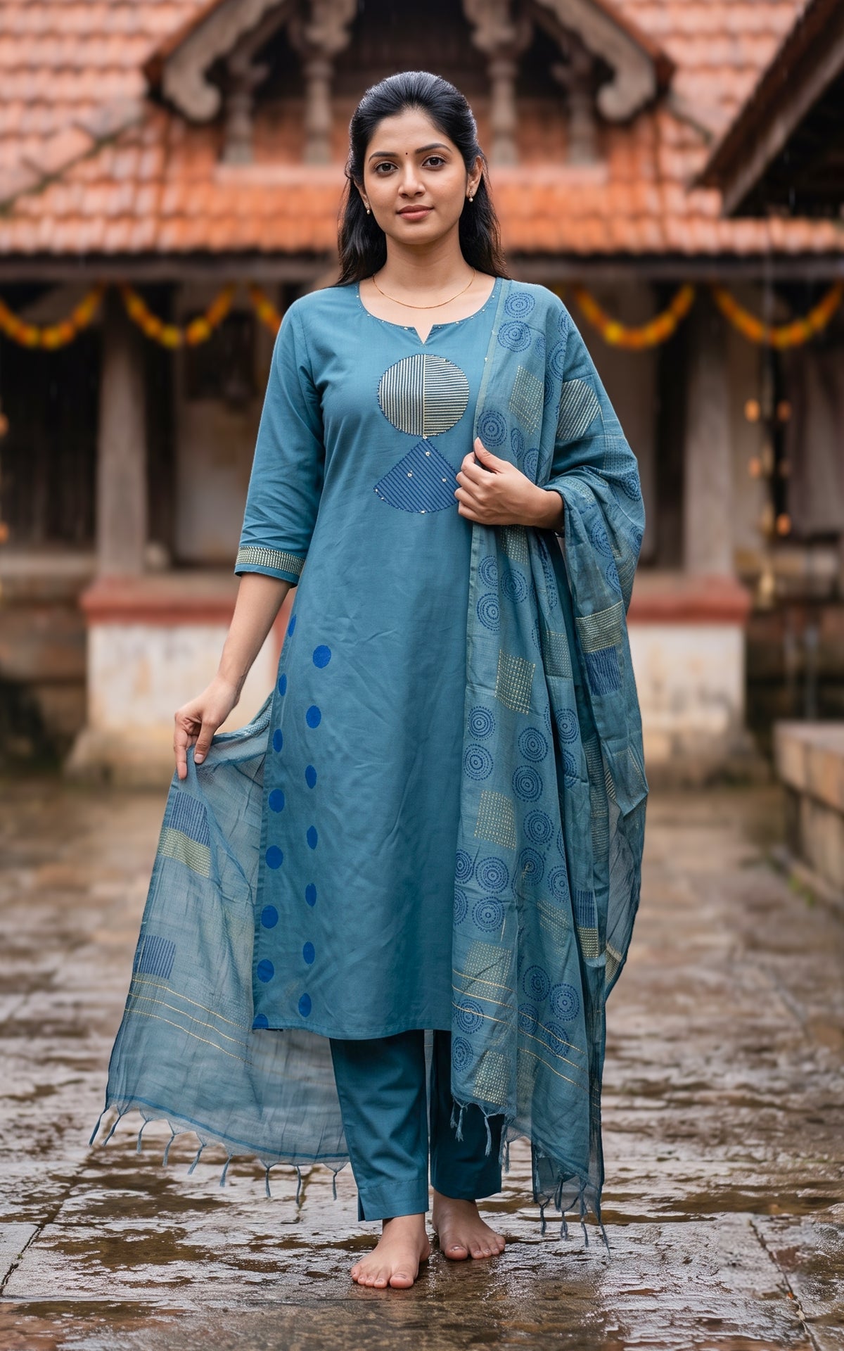 Sangeetha Handblock (Kurti+Pant+Dupatta)