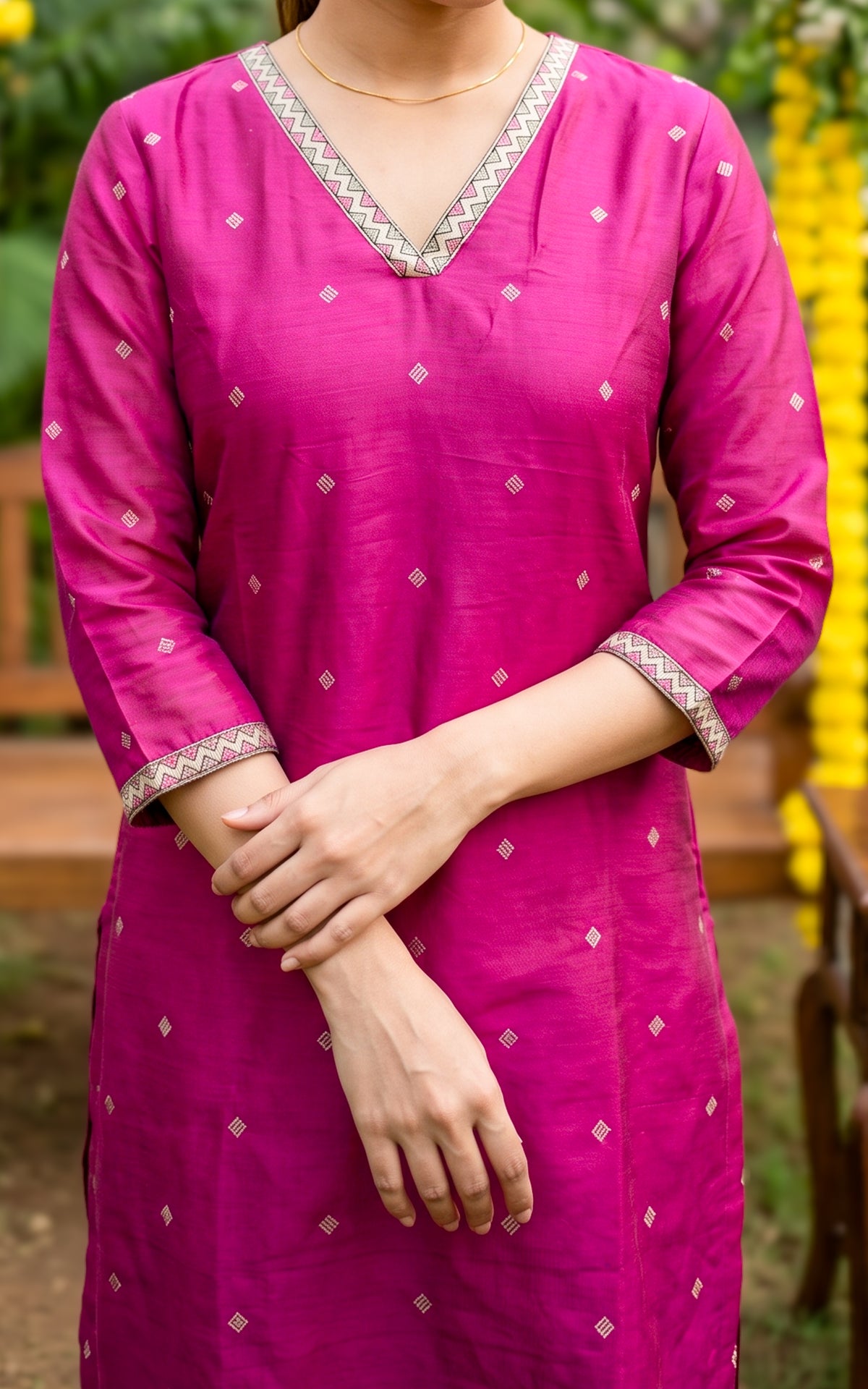 Nathira Magenta (Kurti+Pant+Dupatta)