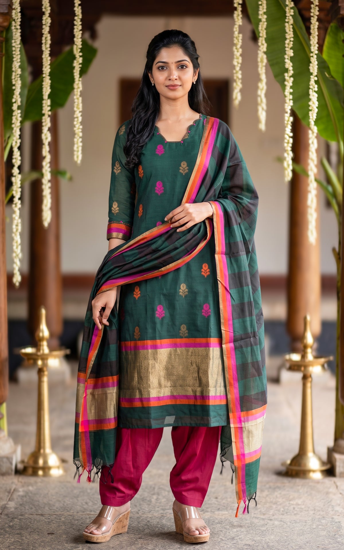 Nalavenba Green (Kurti+Dupatta)