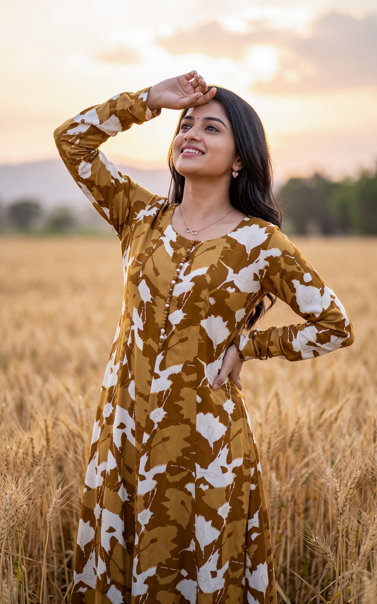 Khaki Rayon Daily Wear Kurti for Women