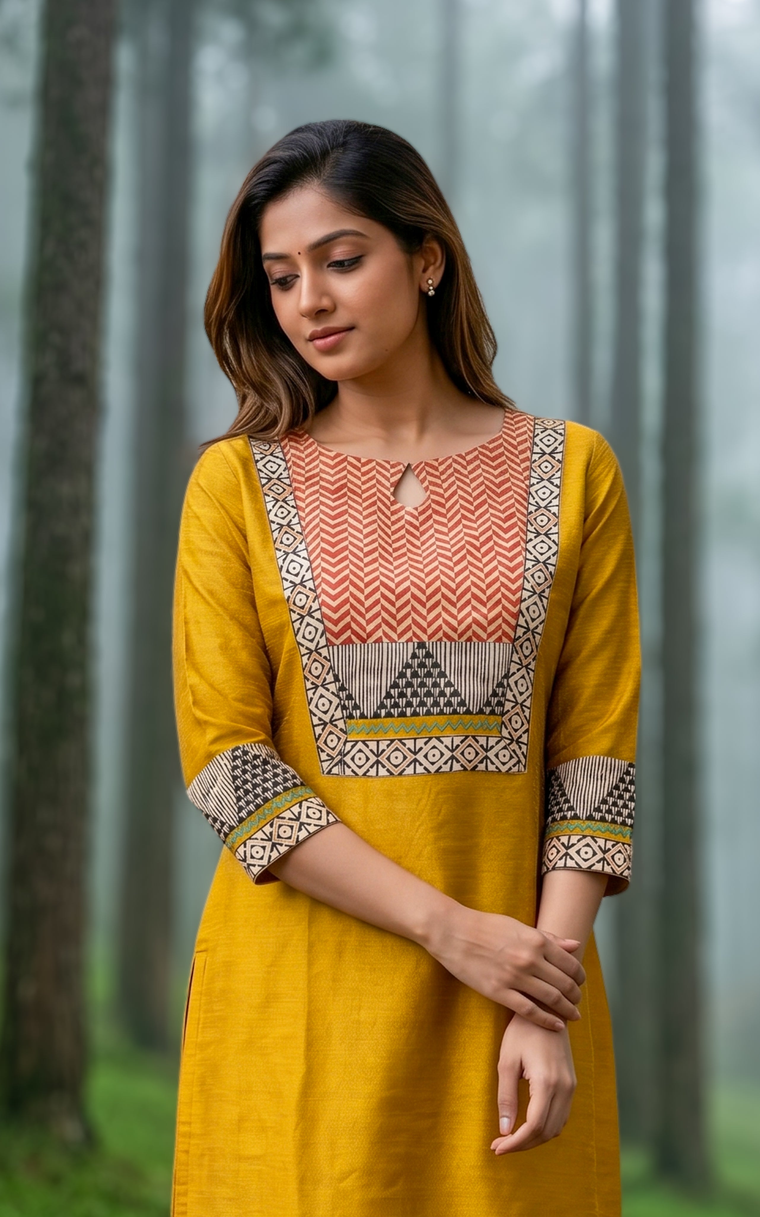 Mustard comfortable daily wear kurti for women