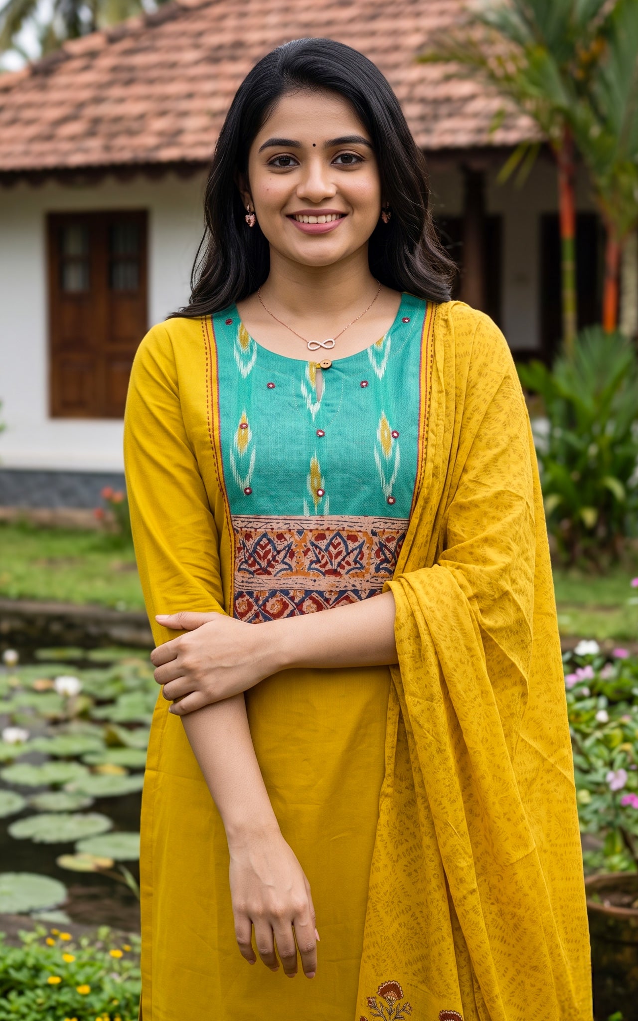Mustard Cotton Office Wear Kurti Set for Women
