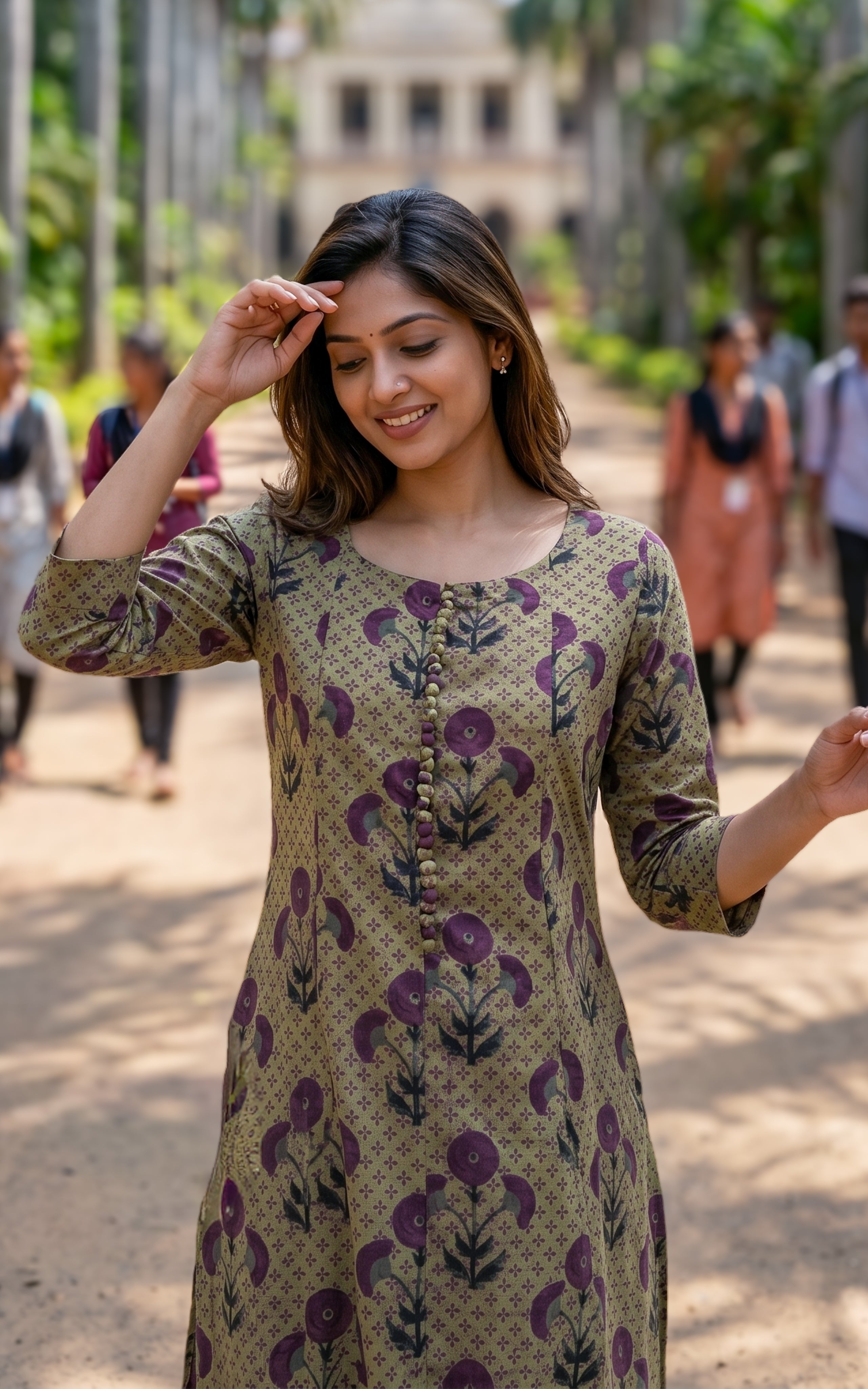 Pastel green casual wear cotton kurti for women