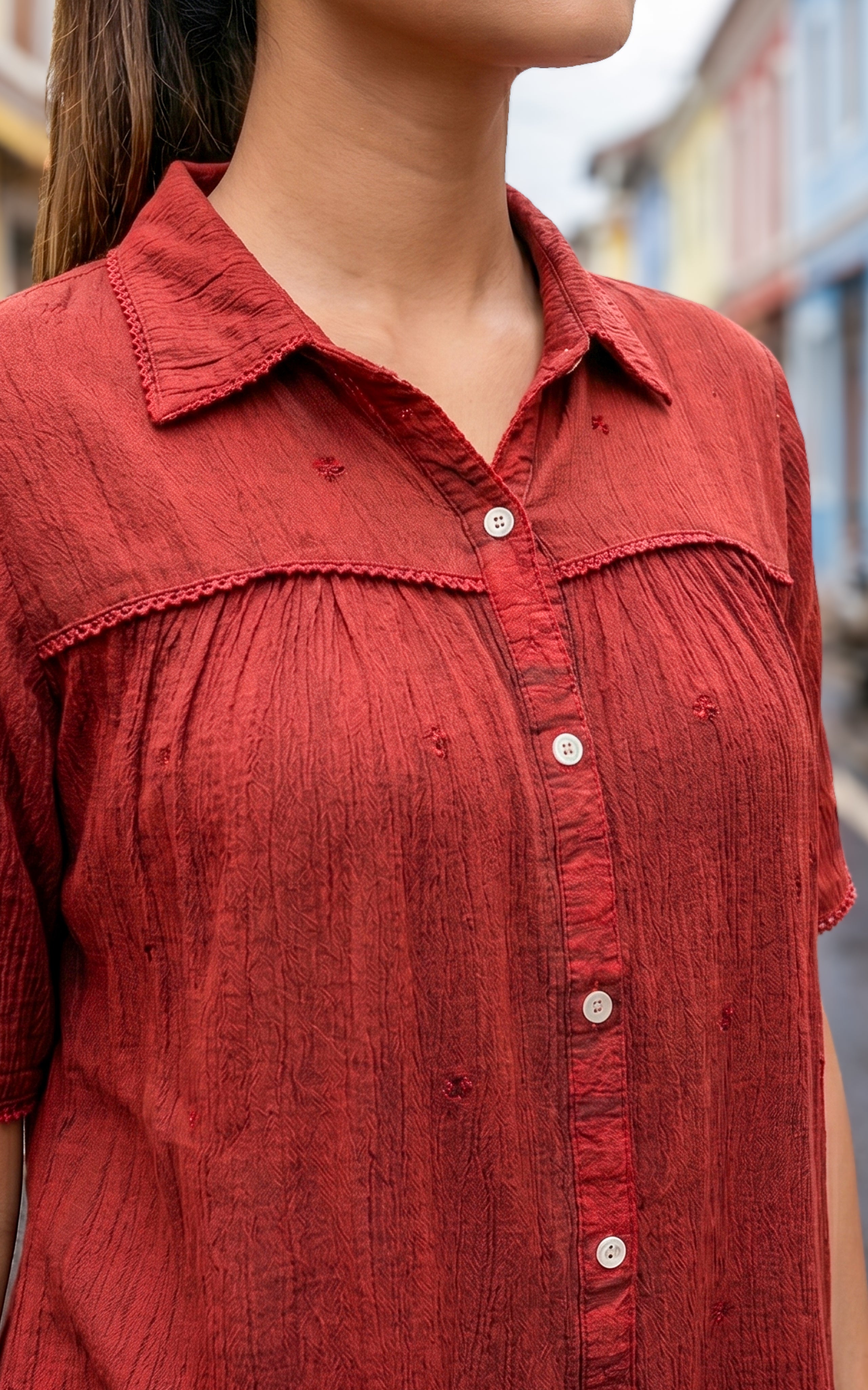 Rust casual wear short top for women