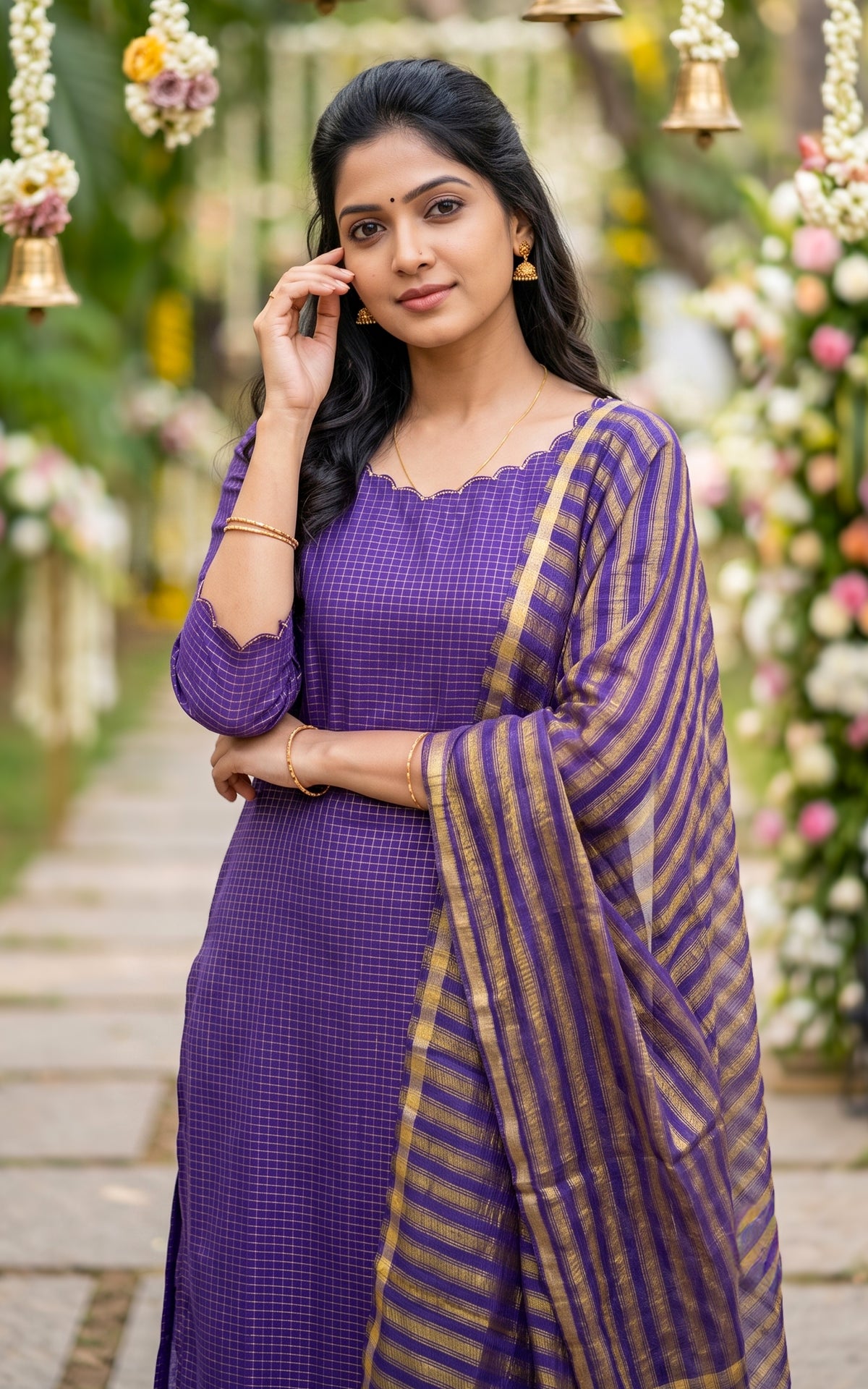 Narumugai Violet (Kurti+Dupatta)