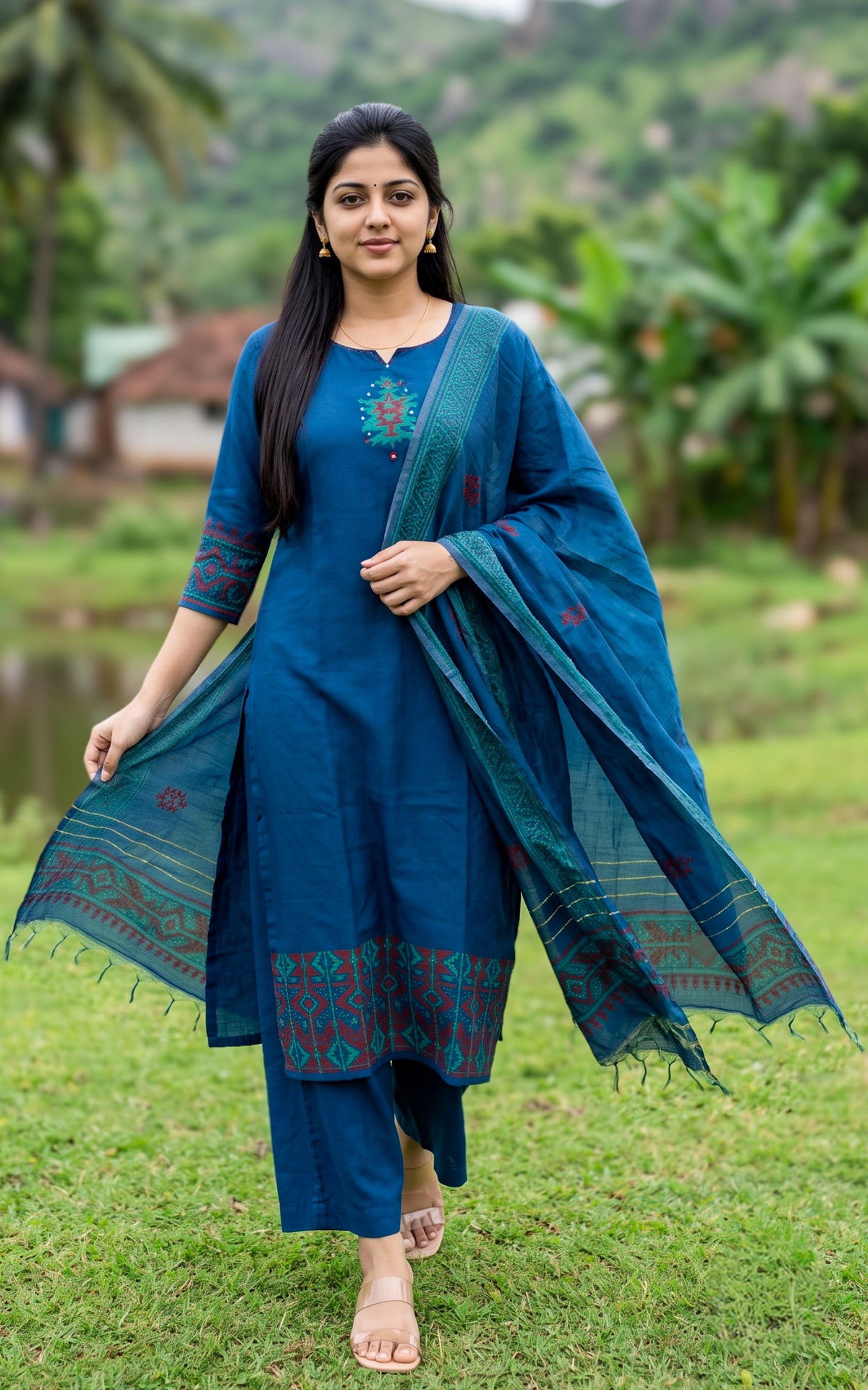 Kathija Handblock (Kurti+Pant+Dupatta)