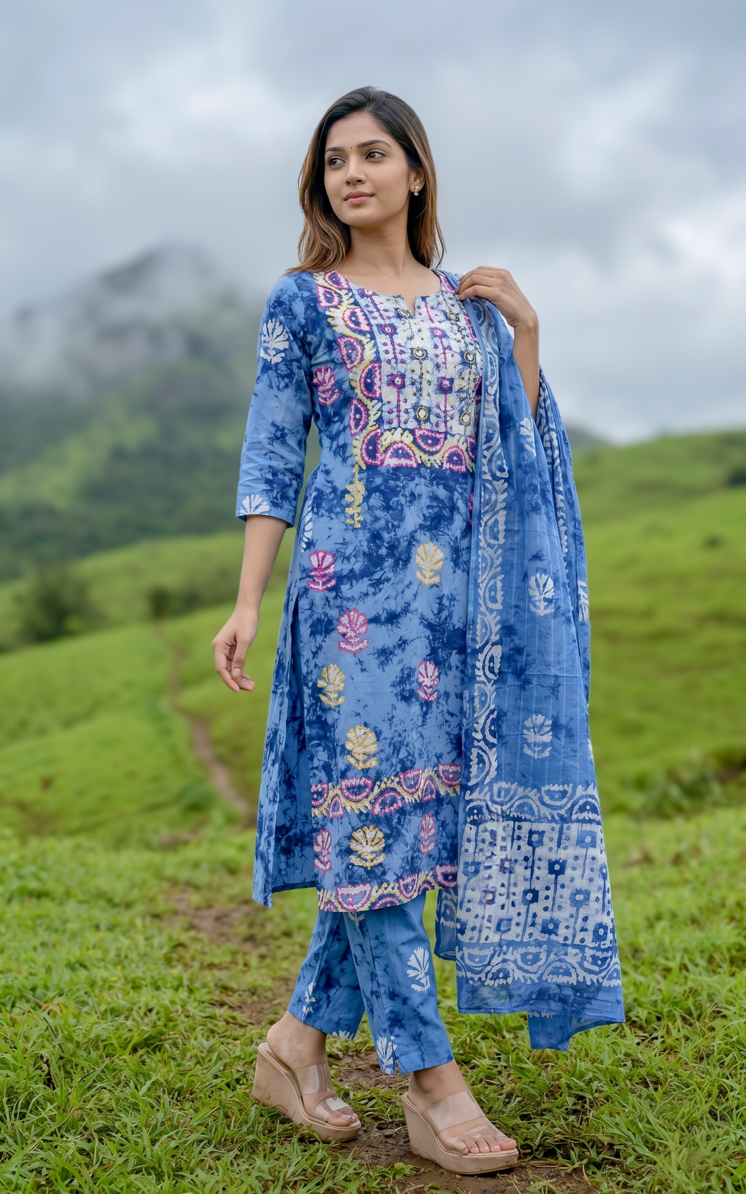 Merline B (Kurti+Pant+Dupatta)