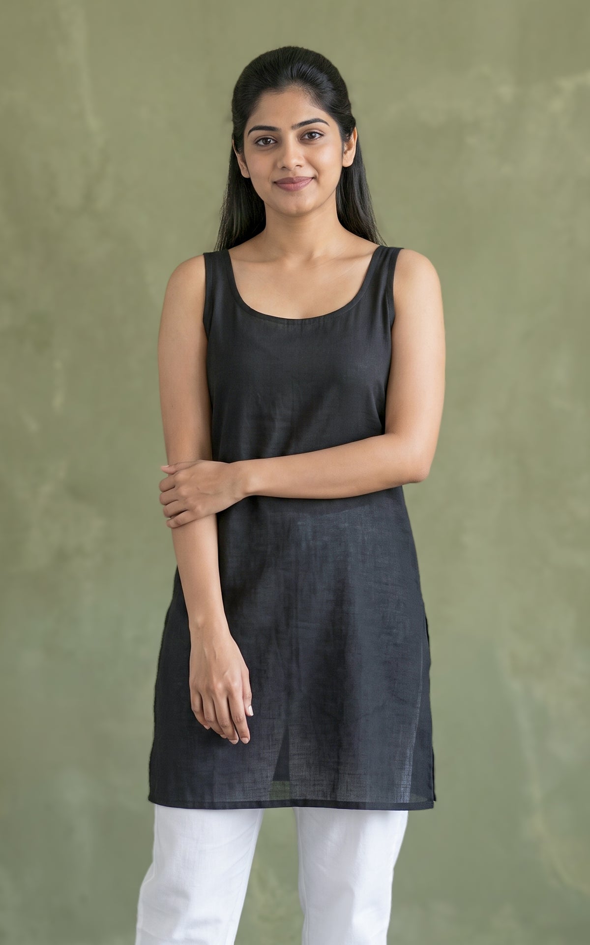 Cotton Slip with slit (inner wear) Black